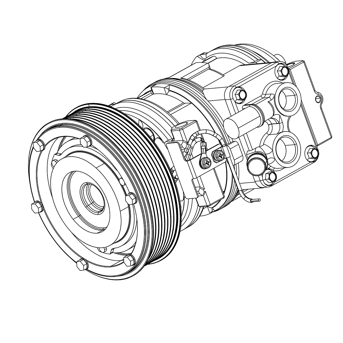 John Deere Air Conditioner Compressor with Clutch, 12 Volt - RE46609