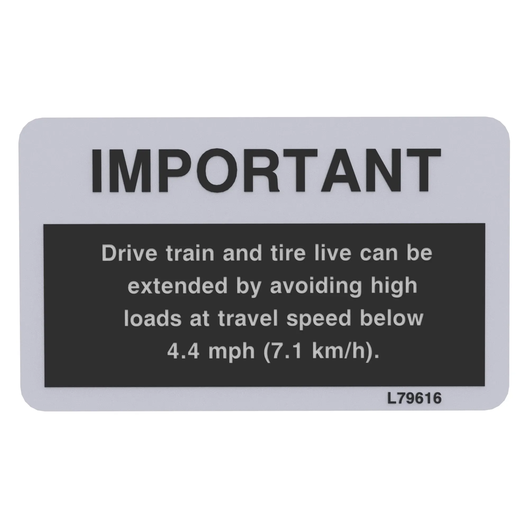 John Deere Slow Speed Overload Label - L79616