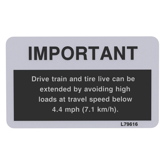 John Deere Slow Speed Overload Label - L79616