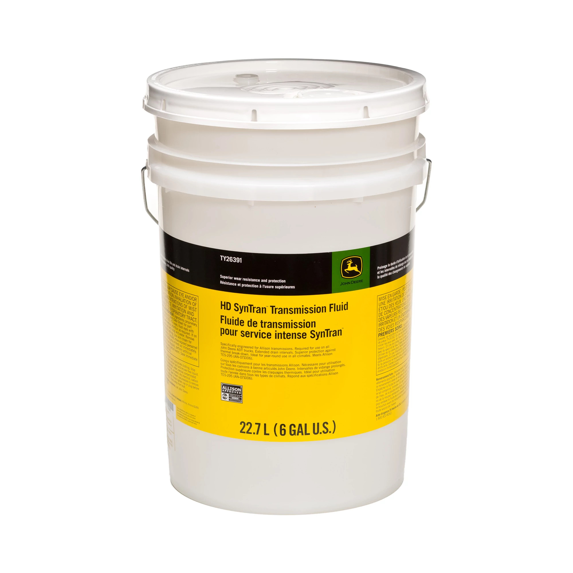 John Deere Heavy-Duty Synthetic Transmission Oil, 22.7 Liter (6 Gallon) Container - TY26391