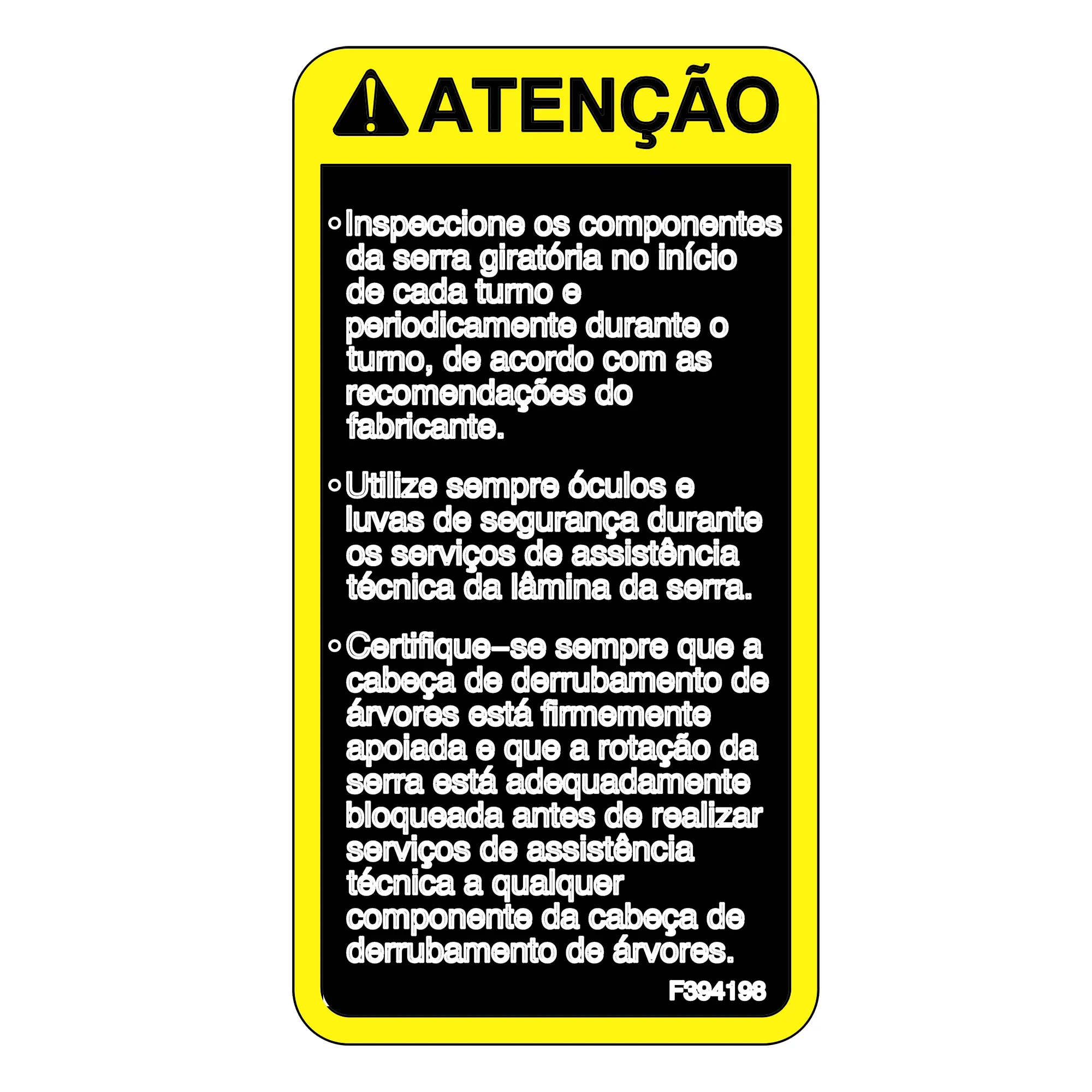 John Deere Saw Label, Portuguese - F394198