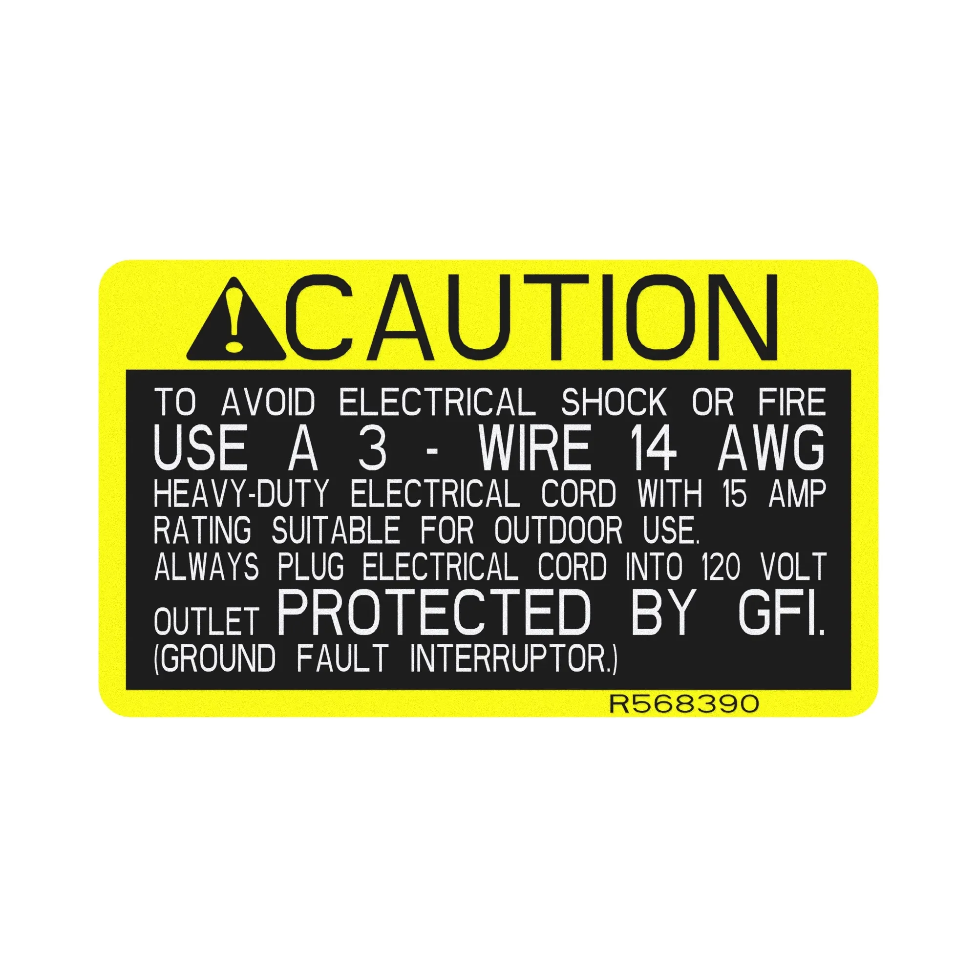 John Deere Caution For Ground Fault Label - R568390