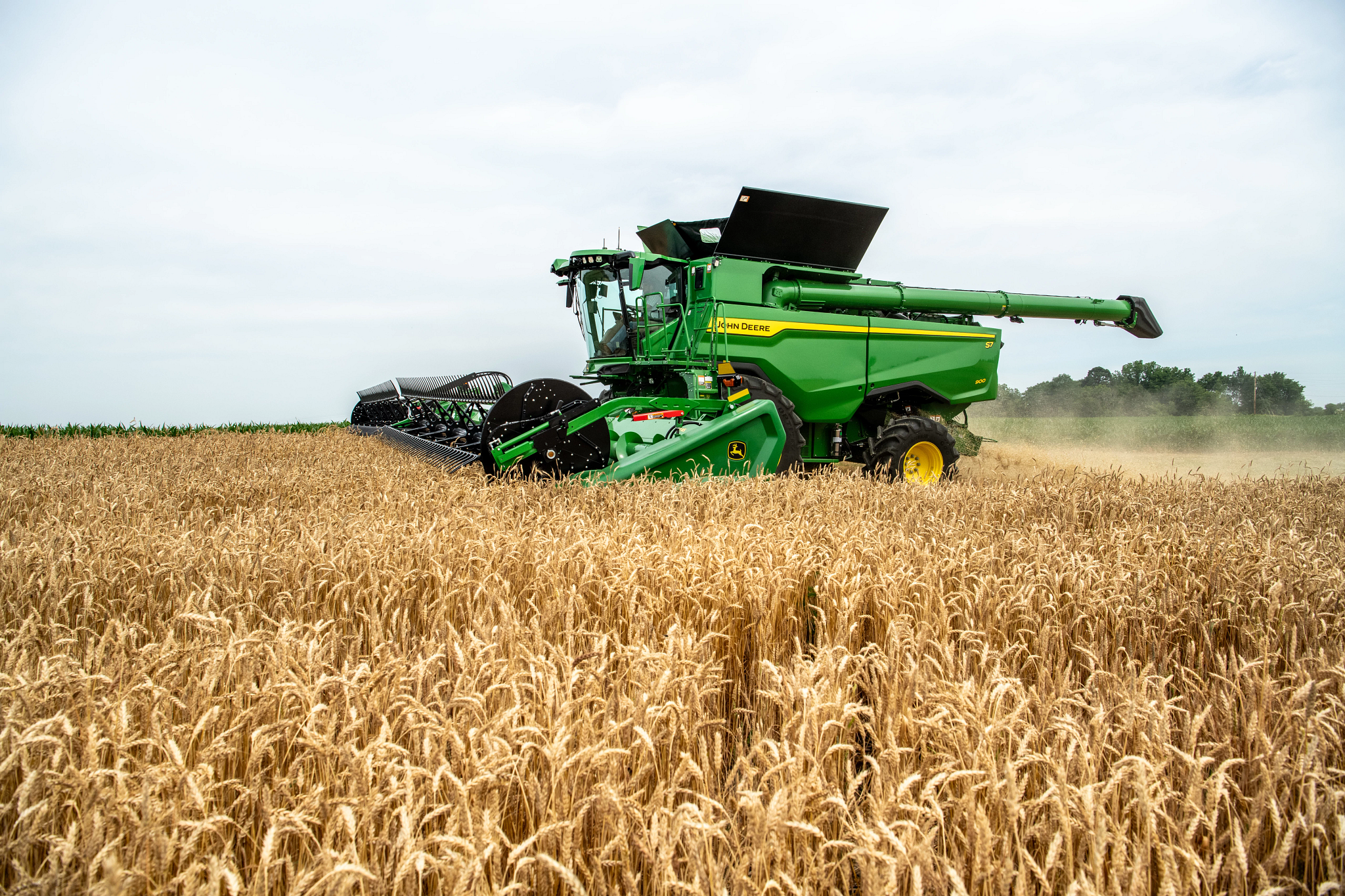 S7 900 Combine harvesting grain in the field.