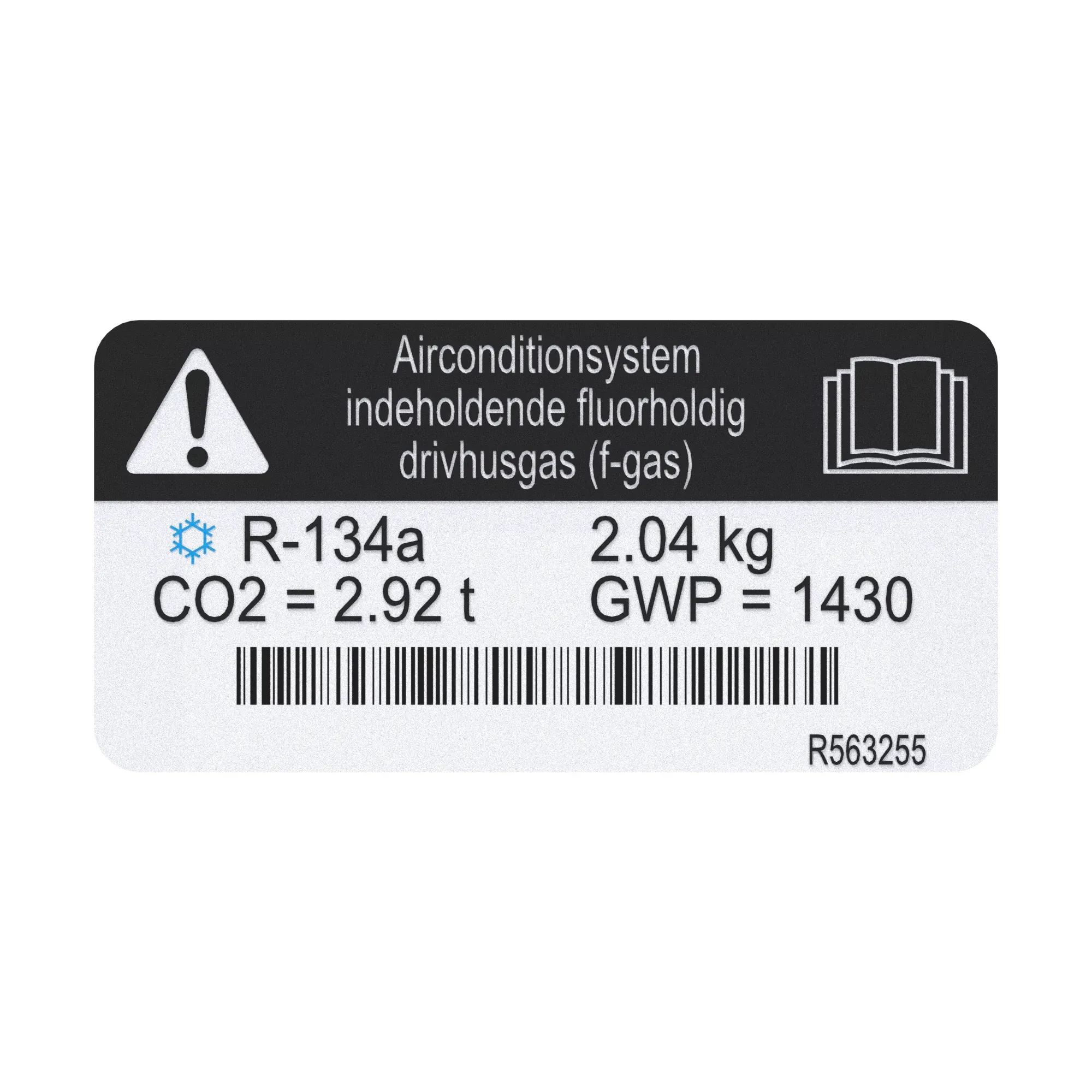 John Deere F Gas Label, Danish - R563255