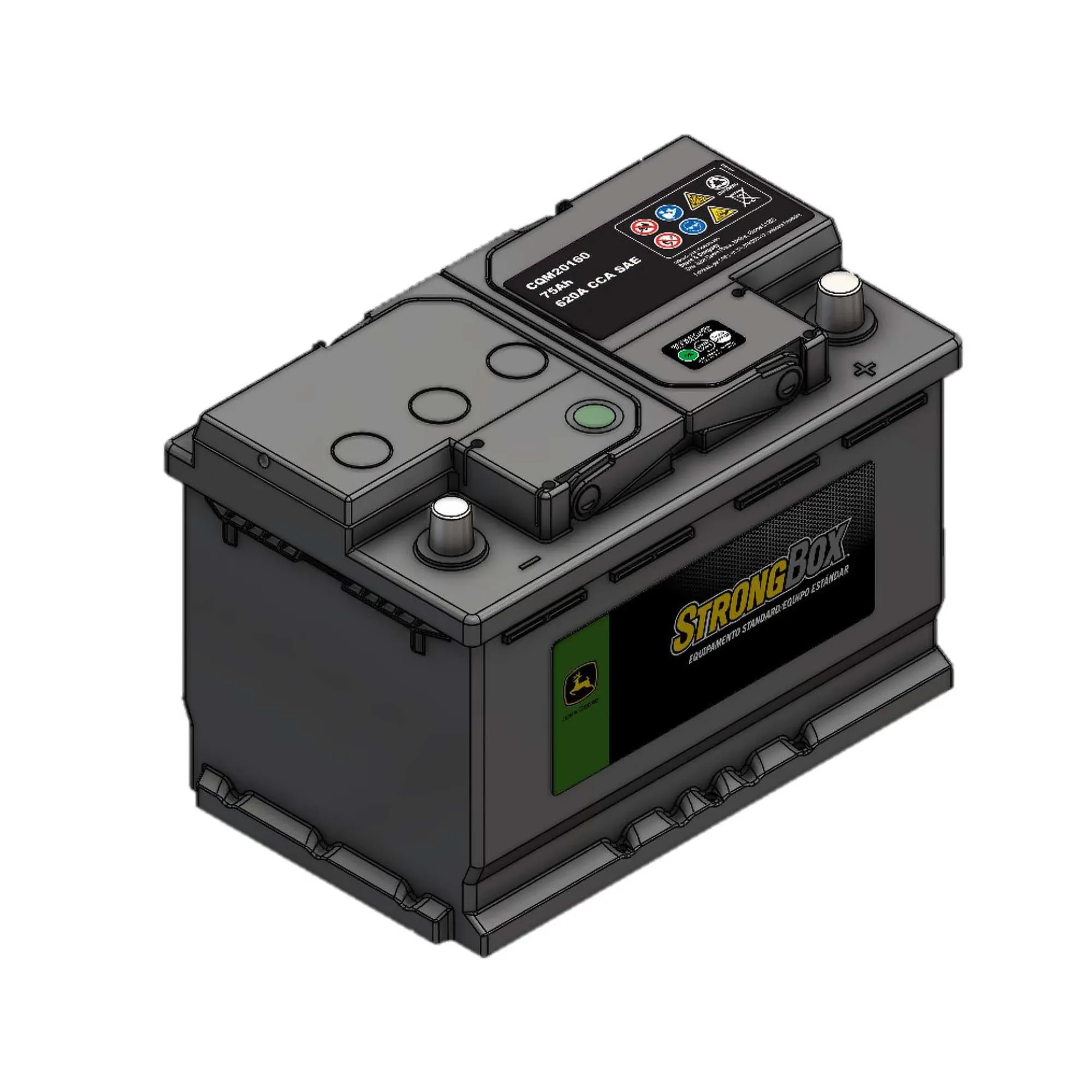 John Deere Wet Charged Battery, 12 Volt, 75 Ah, 620 CCA, H6 BCI - CQM20160