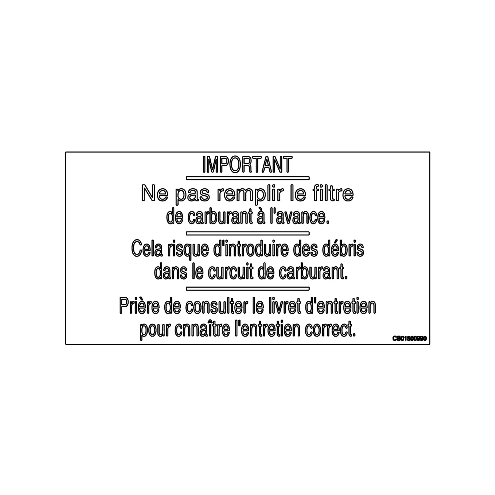 John Deere Instruction Plate - CB01500990