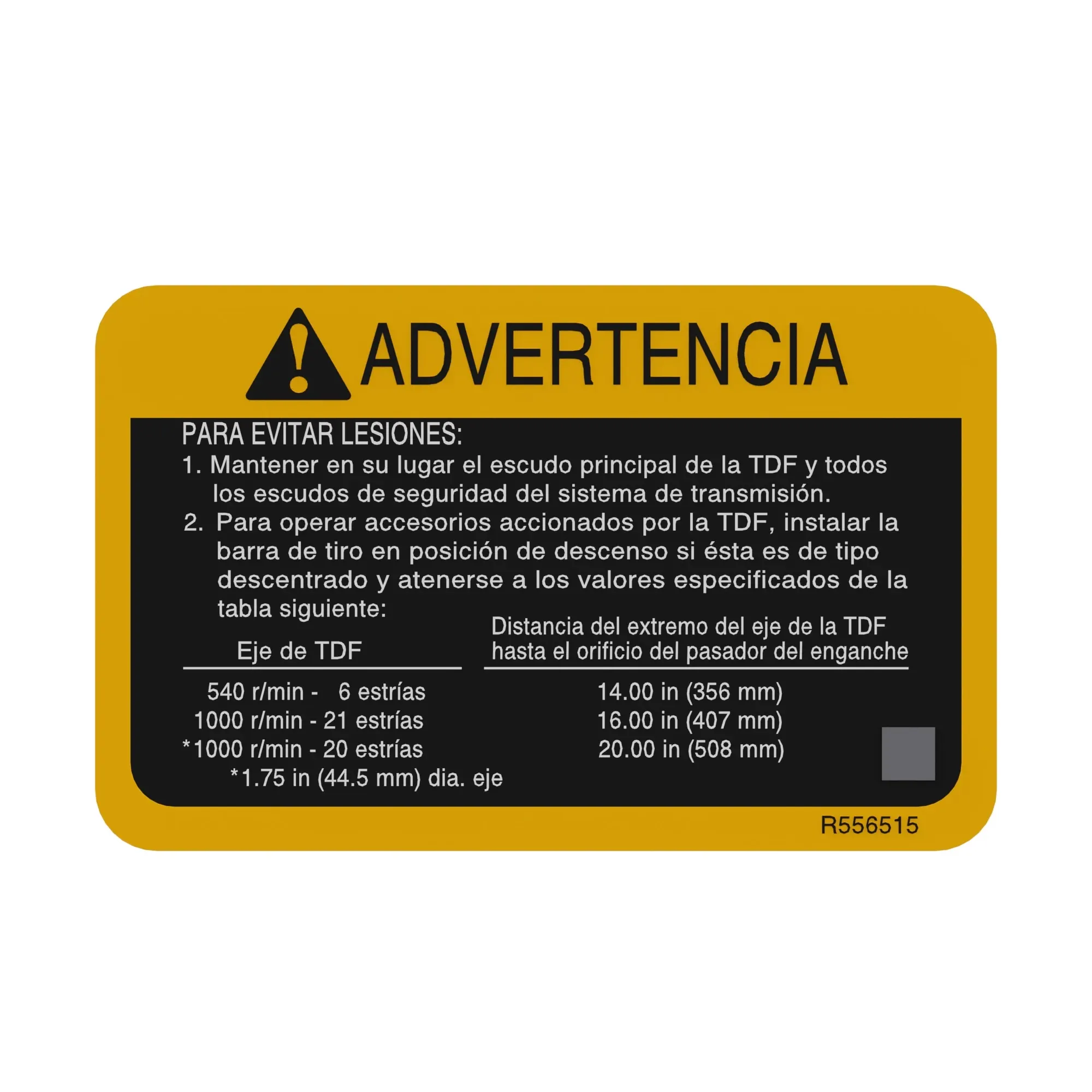 John Deere Label - R556515