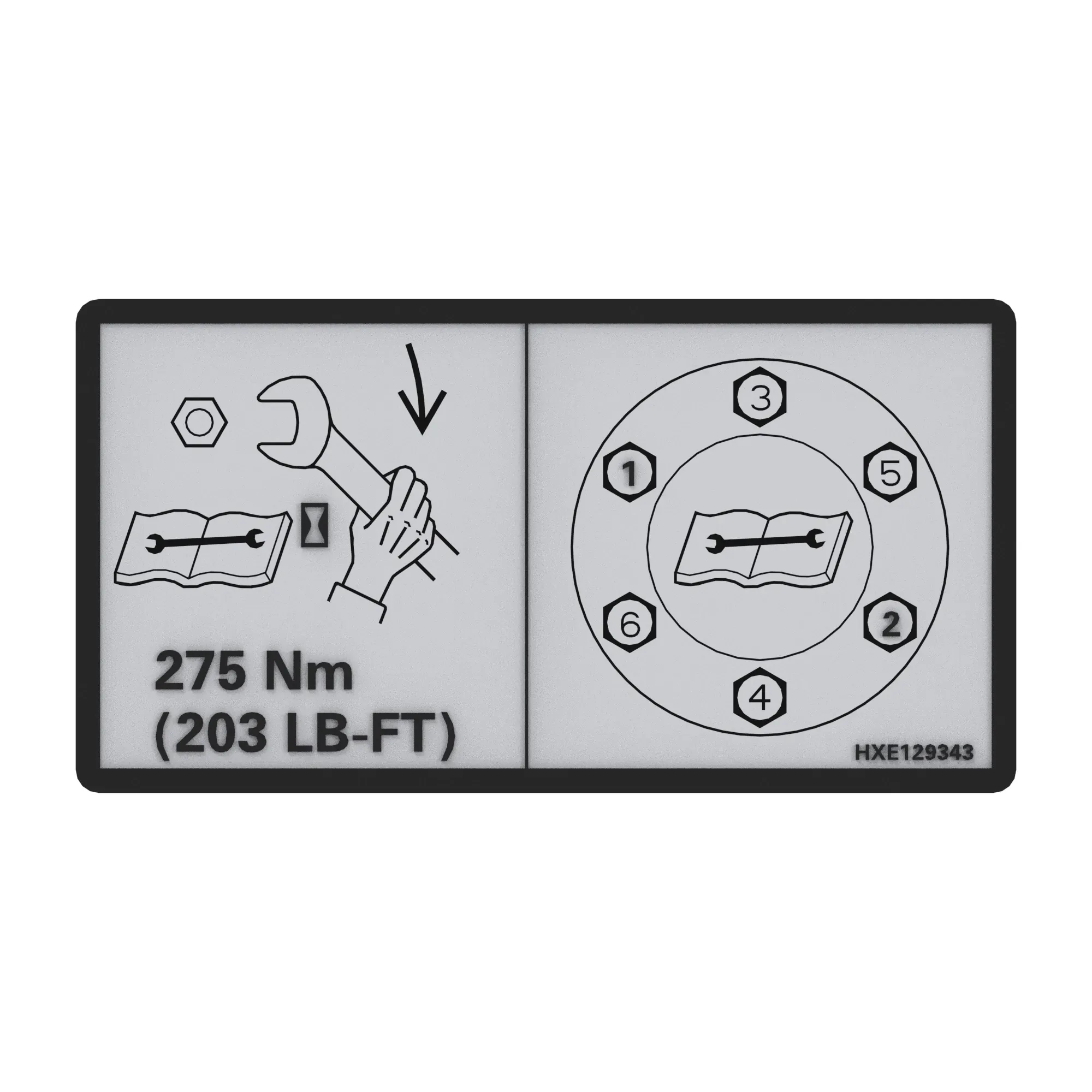 John Deere Wheel Bolt torque Decal Text Free - HXE129343