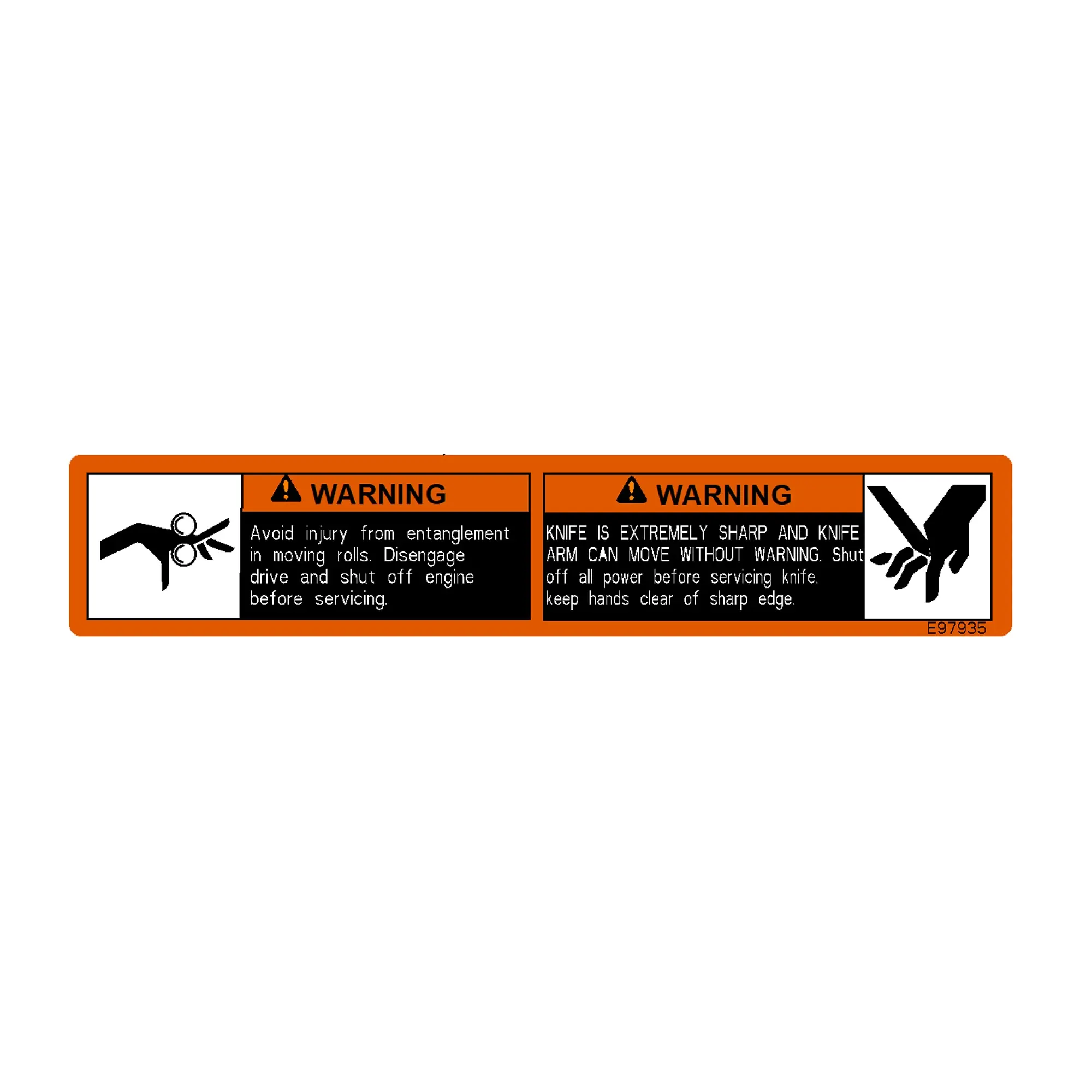 John Deere Surface Wrap Knife Label - E97935