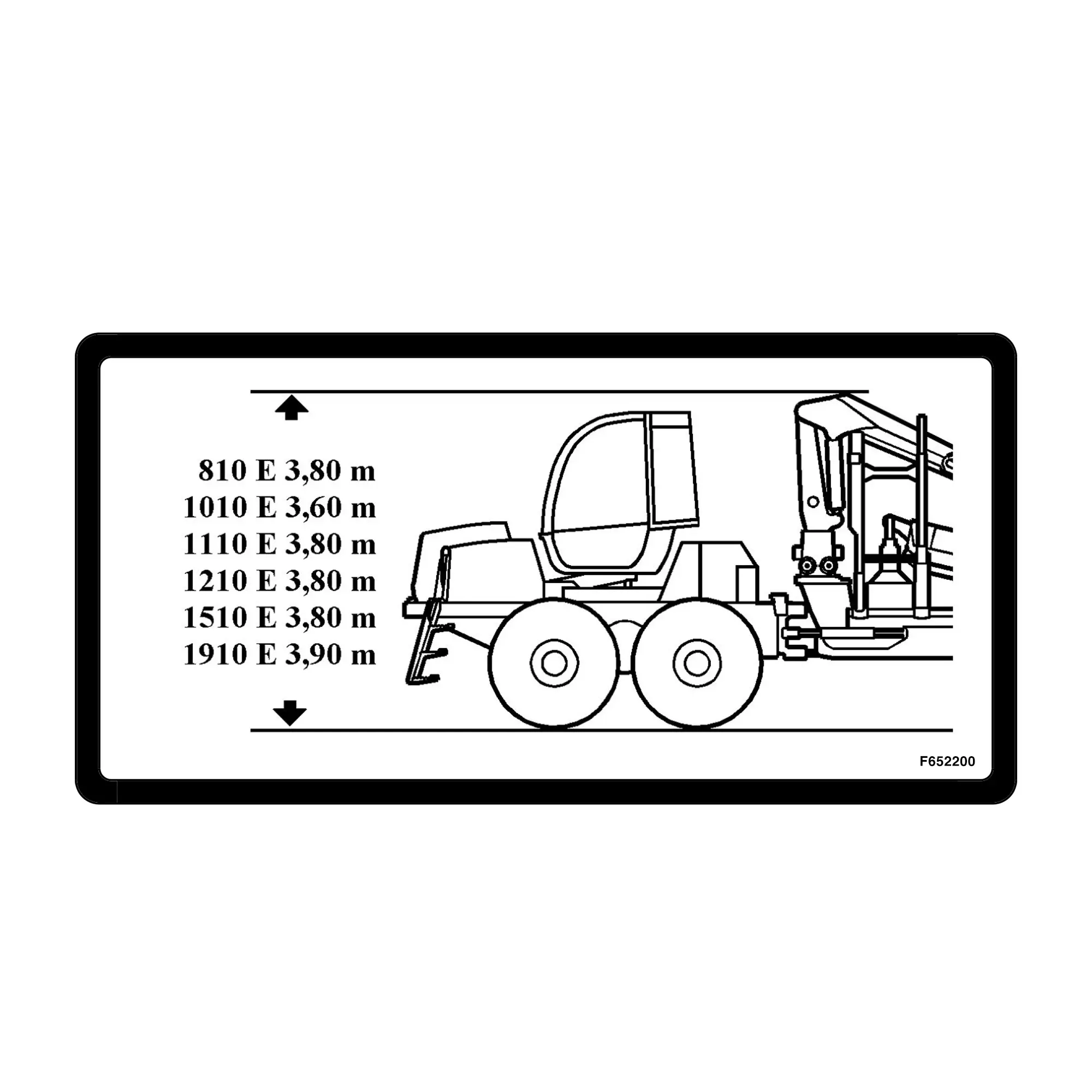John Deere Label, Dimensions, Forwarders - F652200