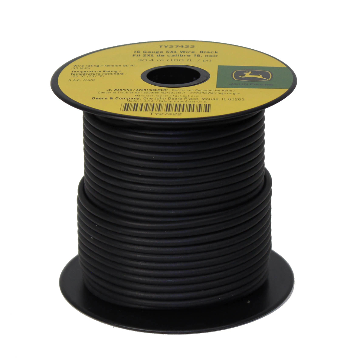 TY27428: Black Wire Roll, 18 Gauge, 100 Ft/Spool, 19 Strands