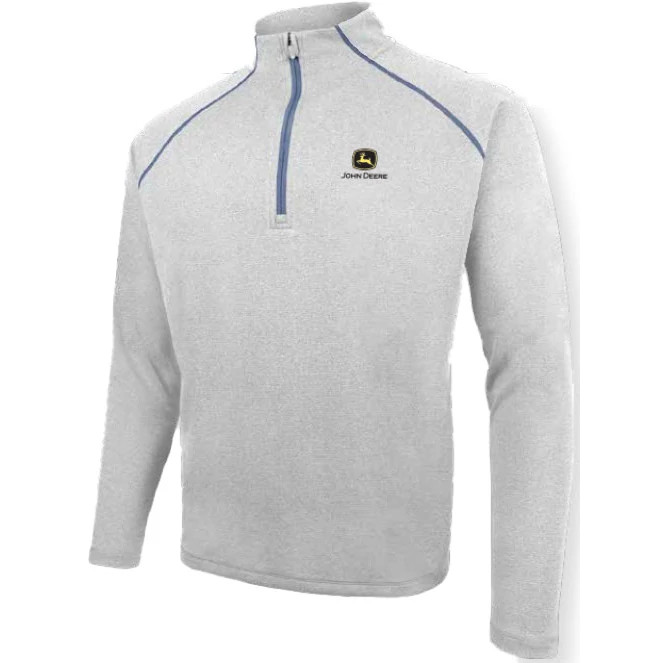 C&F Heathered White Quarter Zip