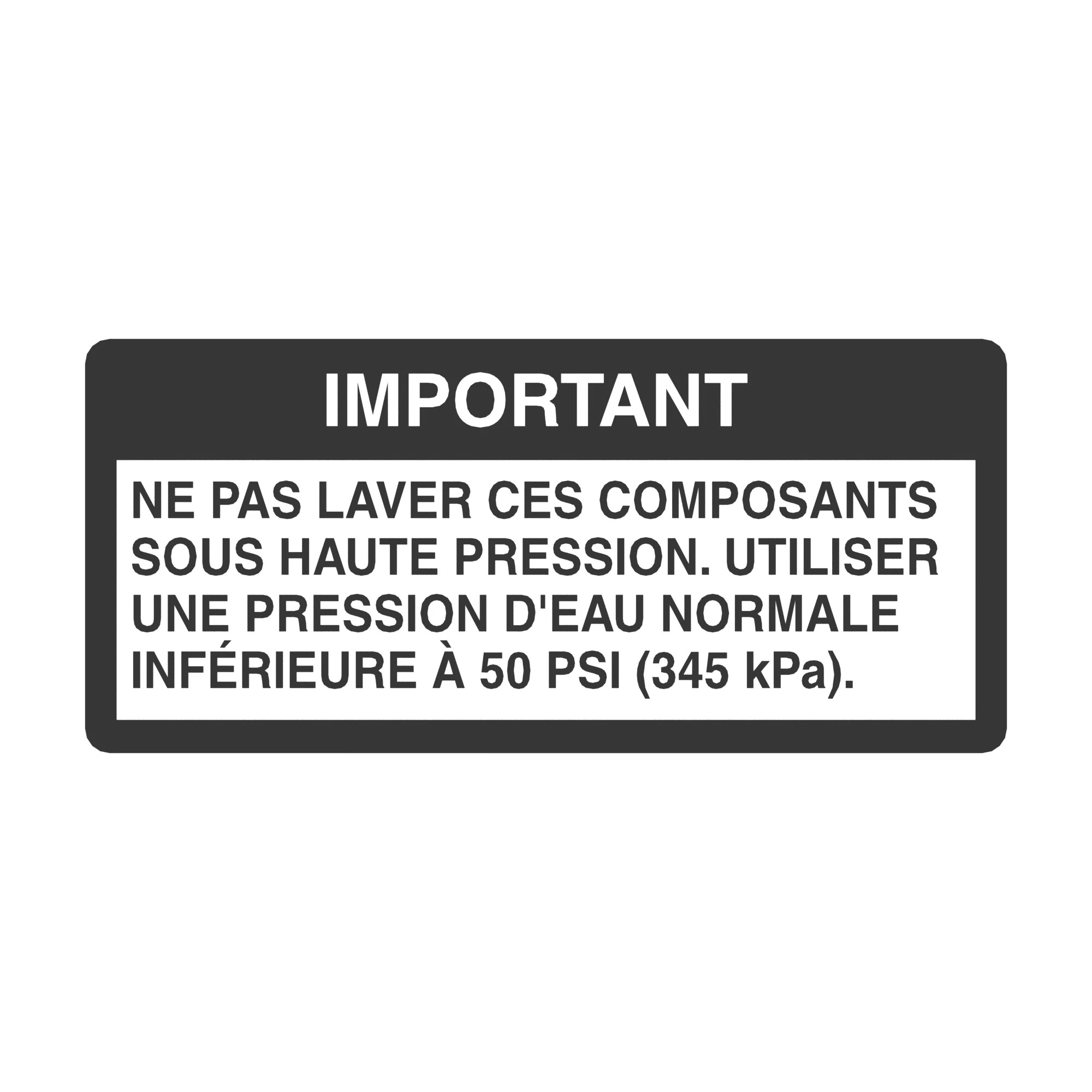 John Deere Wash Components Label, French - N310626