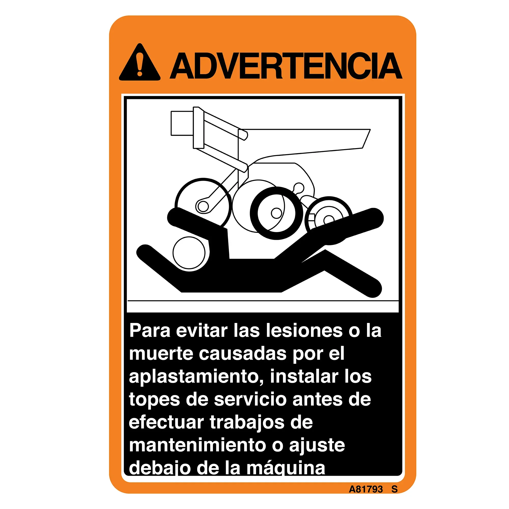 John Deere Row Unit Warning Decal - A81793