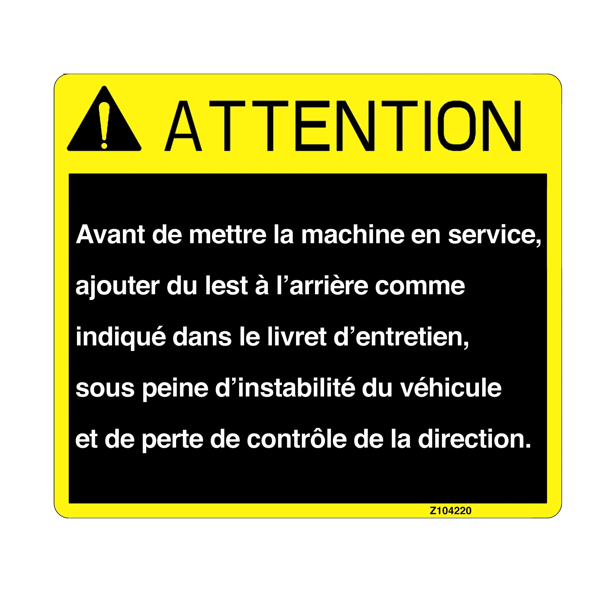 John Deere Safety Sign, Label - Z104220