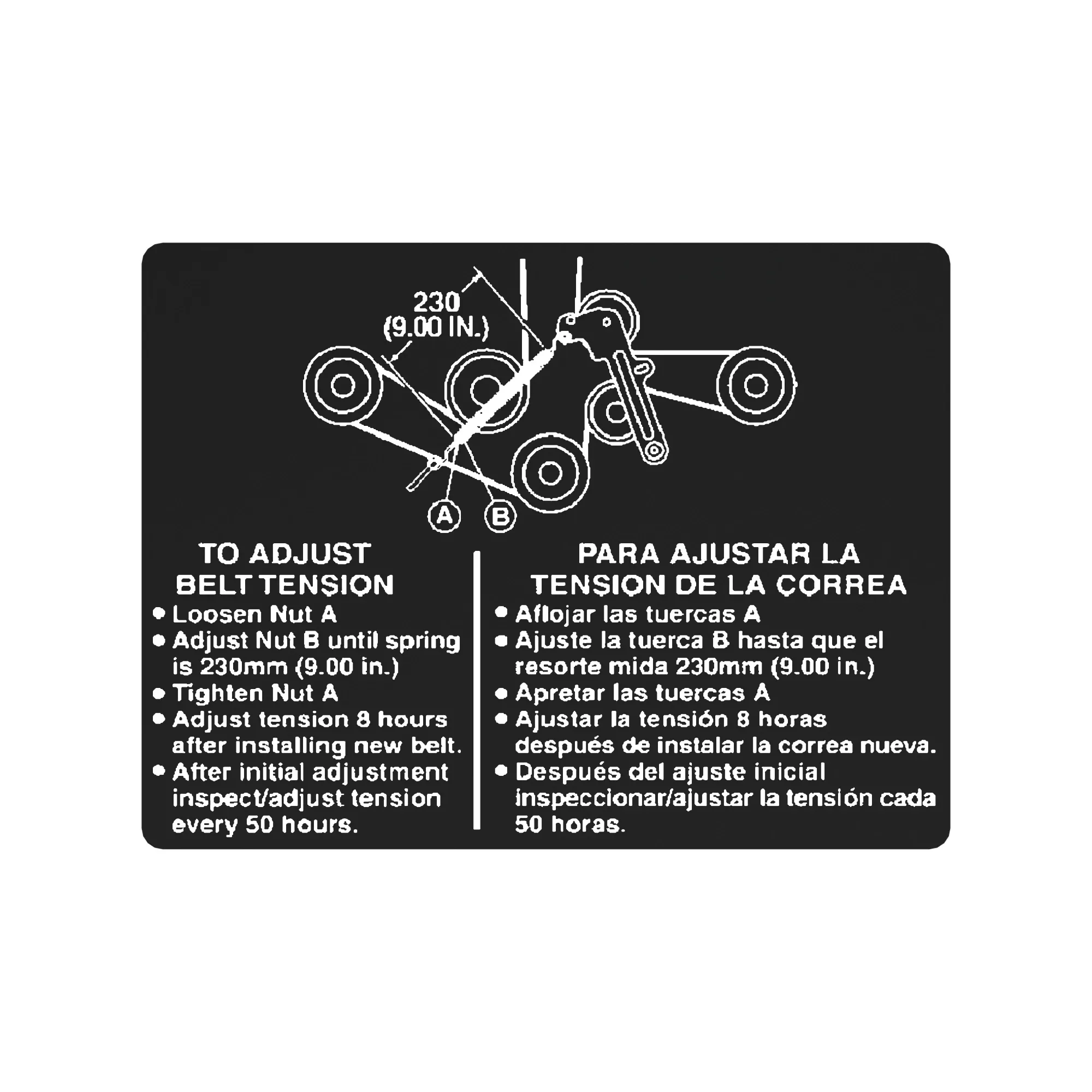 John Deere Belt Tension Label - TCU29686