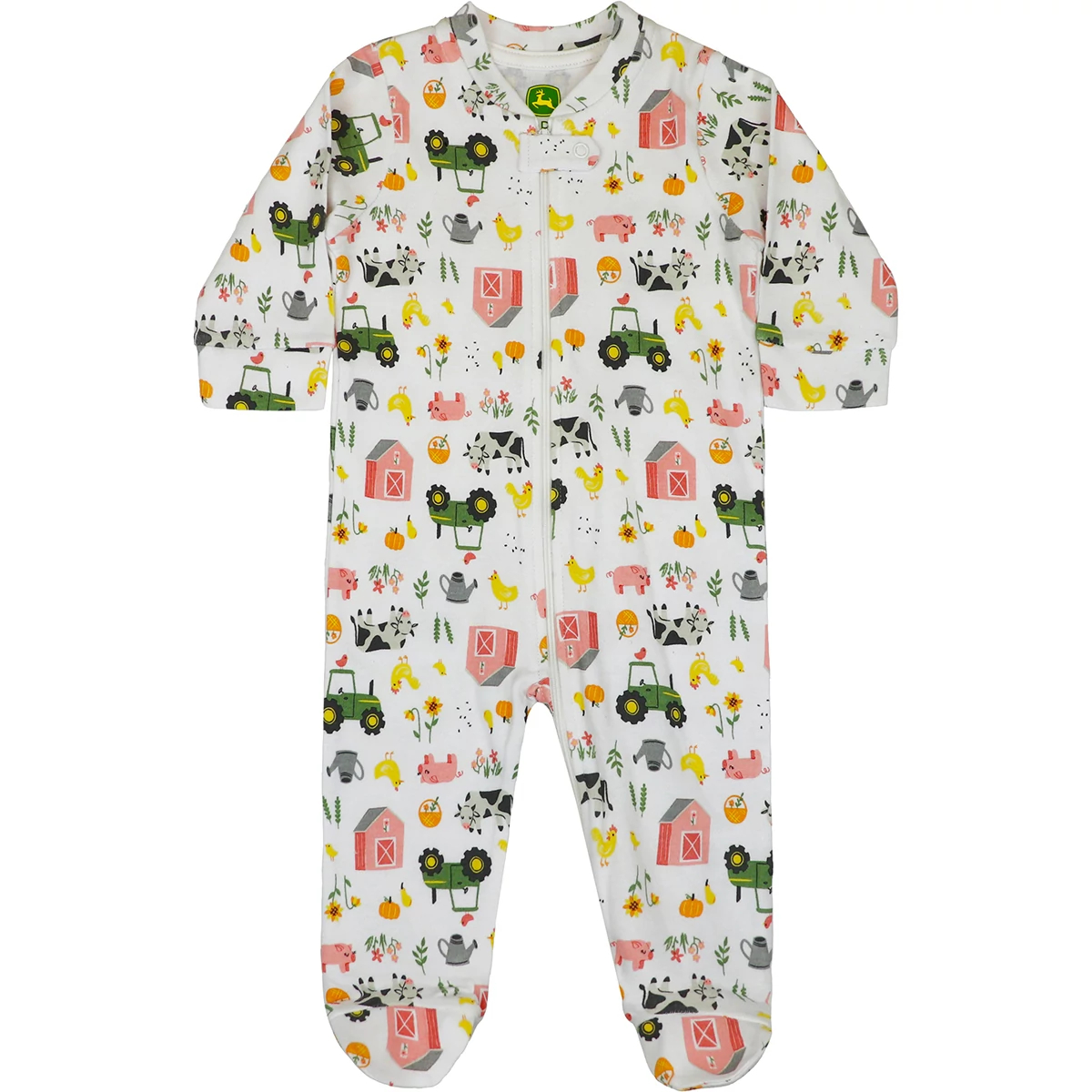 Infant Pink Barn and Farmland Footie Pajamas