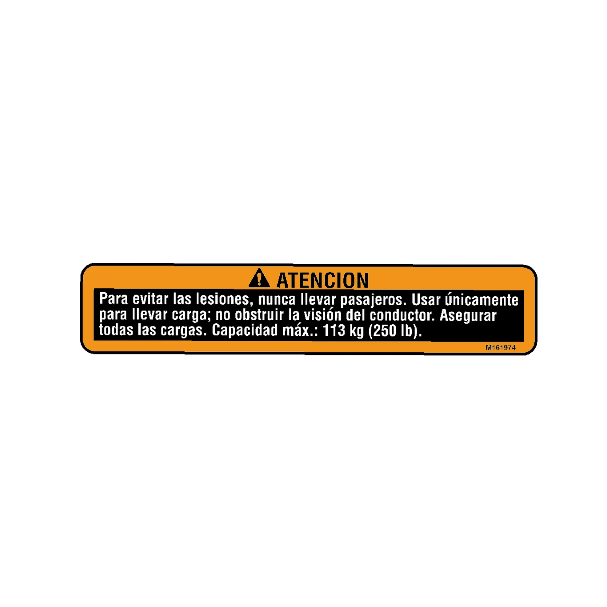 John Deere Litter Carrier Megatour Label, Spanish - M161974