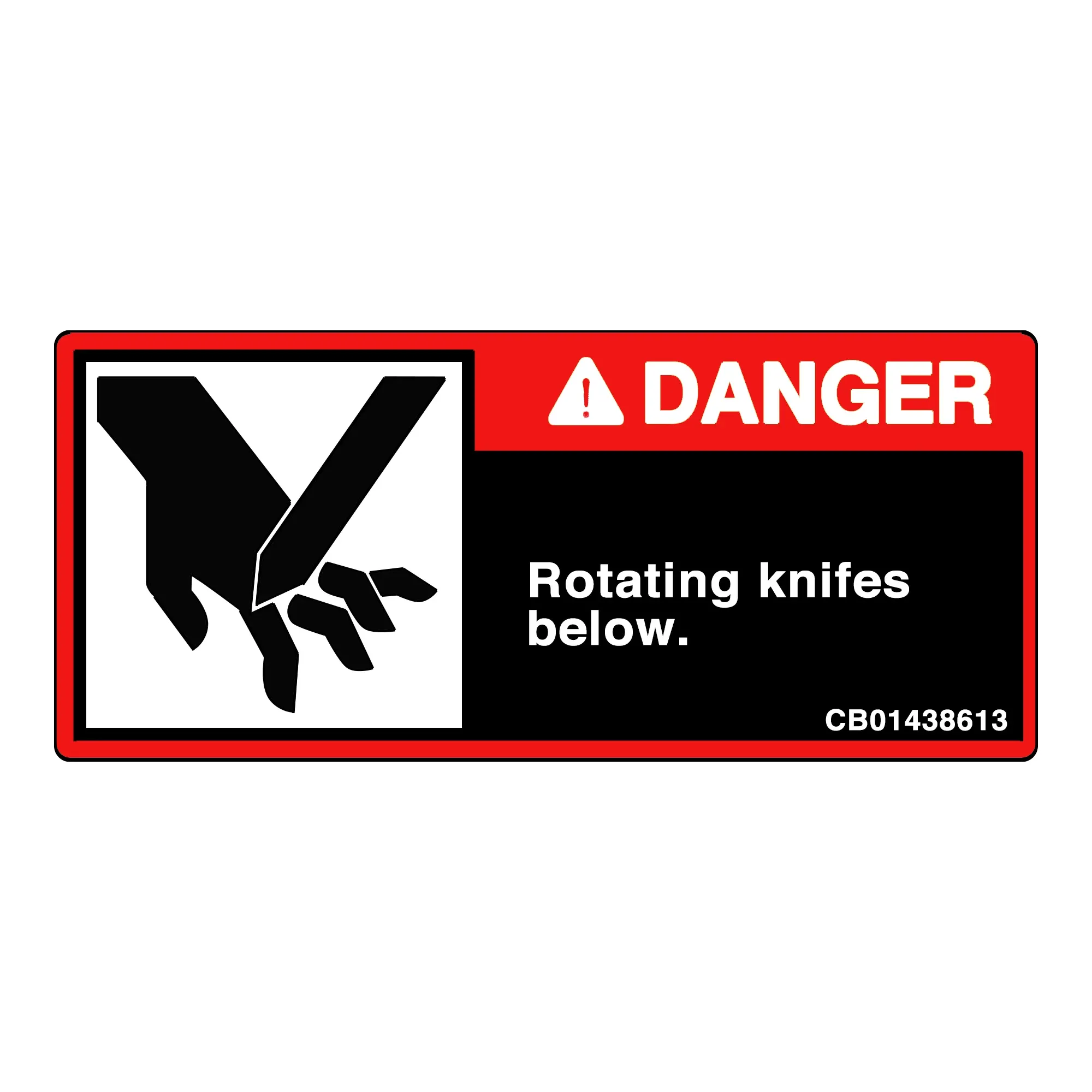 John Deere Safety Sign, Rotating Knives Danger - CB01438613