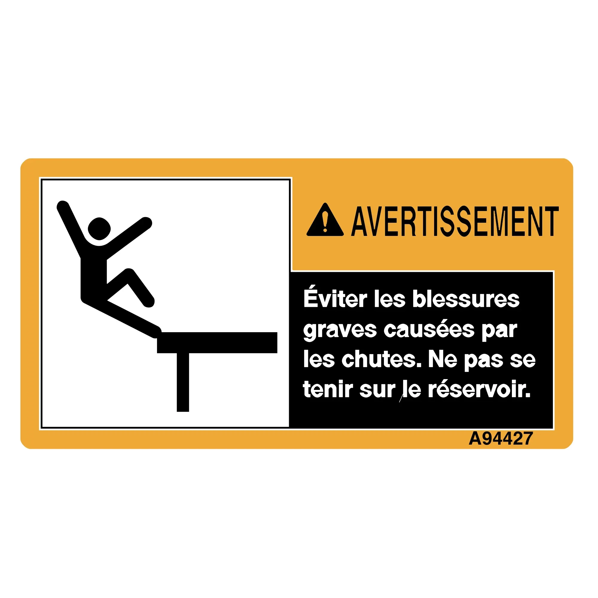 John Deere Warning Do Not Stand Label, French - A94427