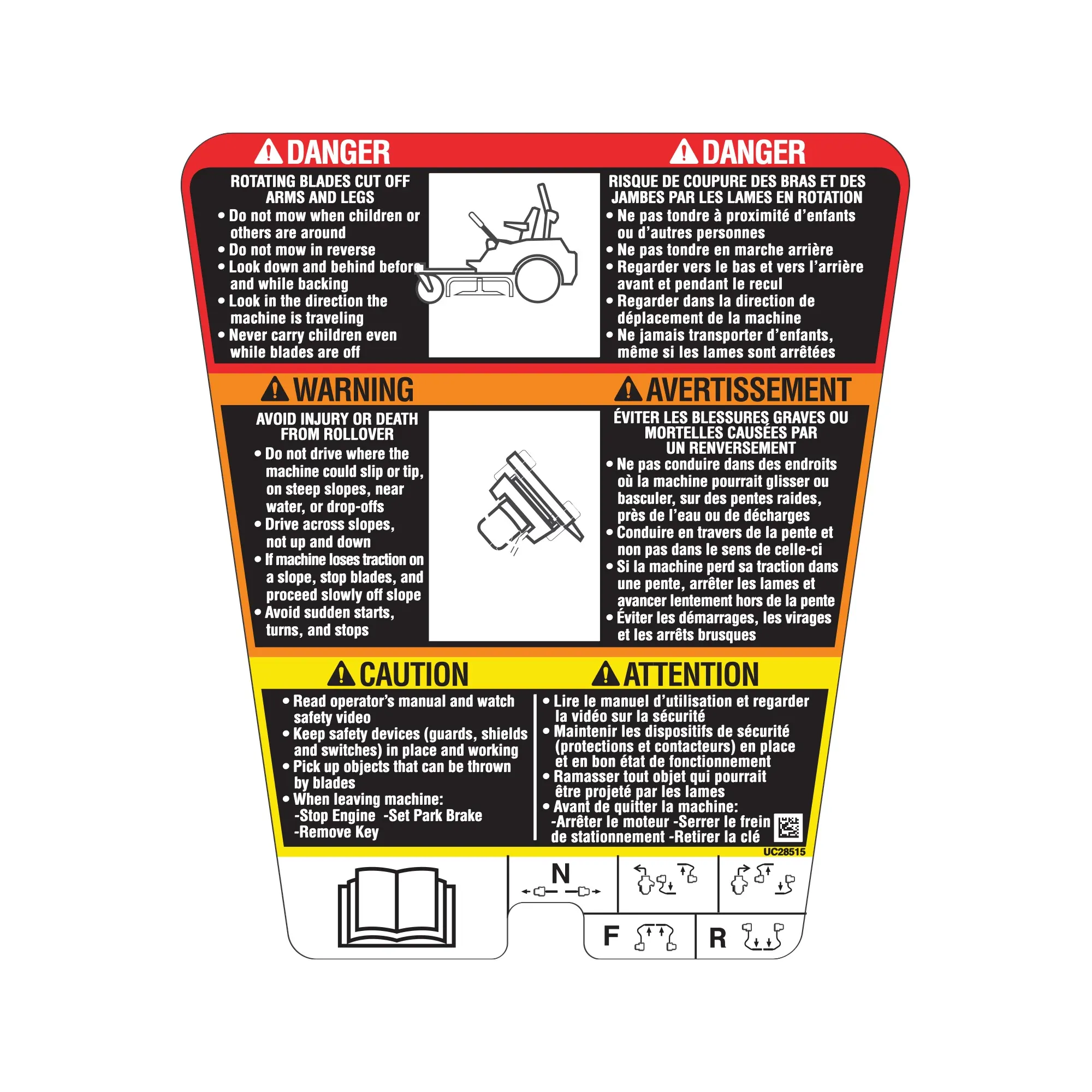 John Deere Danger Warning Safety Label - UC28515