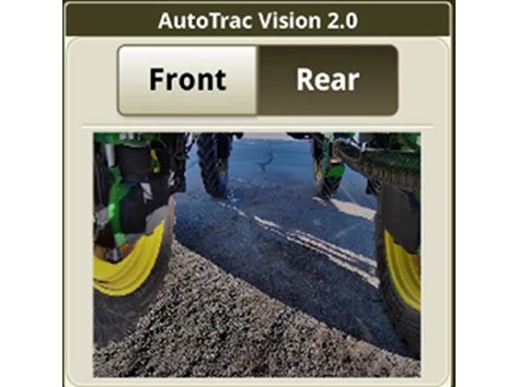 AutoTrac Vision 2.0 Display showing buttons to toggle between Front and Rear views