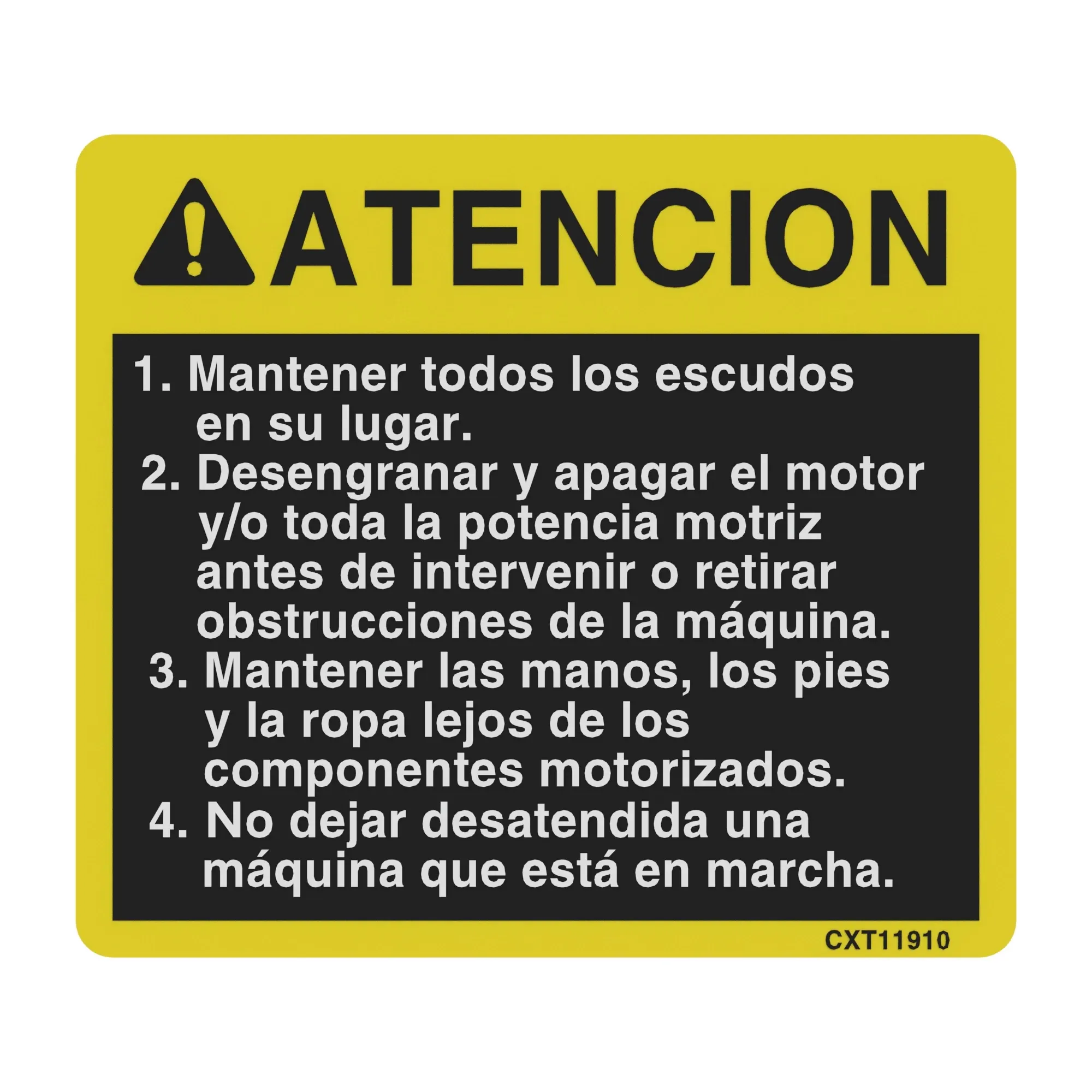 John Deere Caution Decal, Spanish - CXT11910