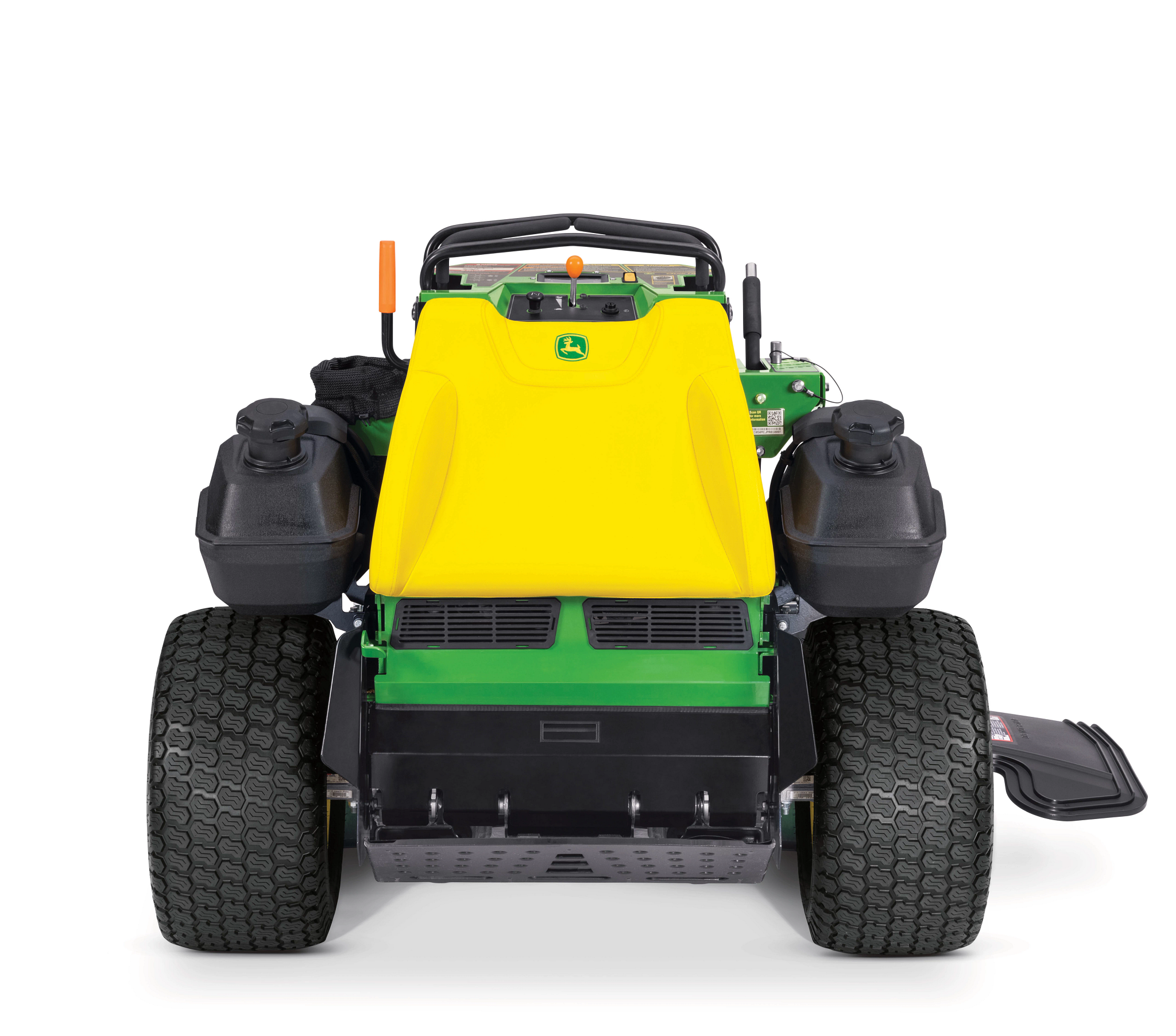 Rear studio view of a Q850M QuikTrak™ Stand-On Mower