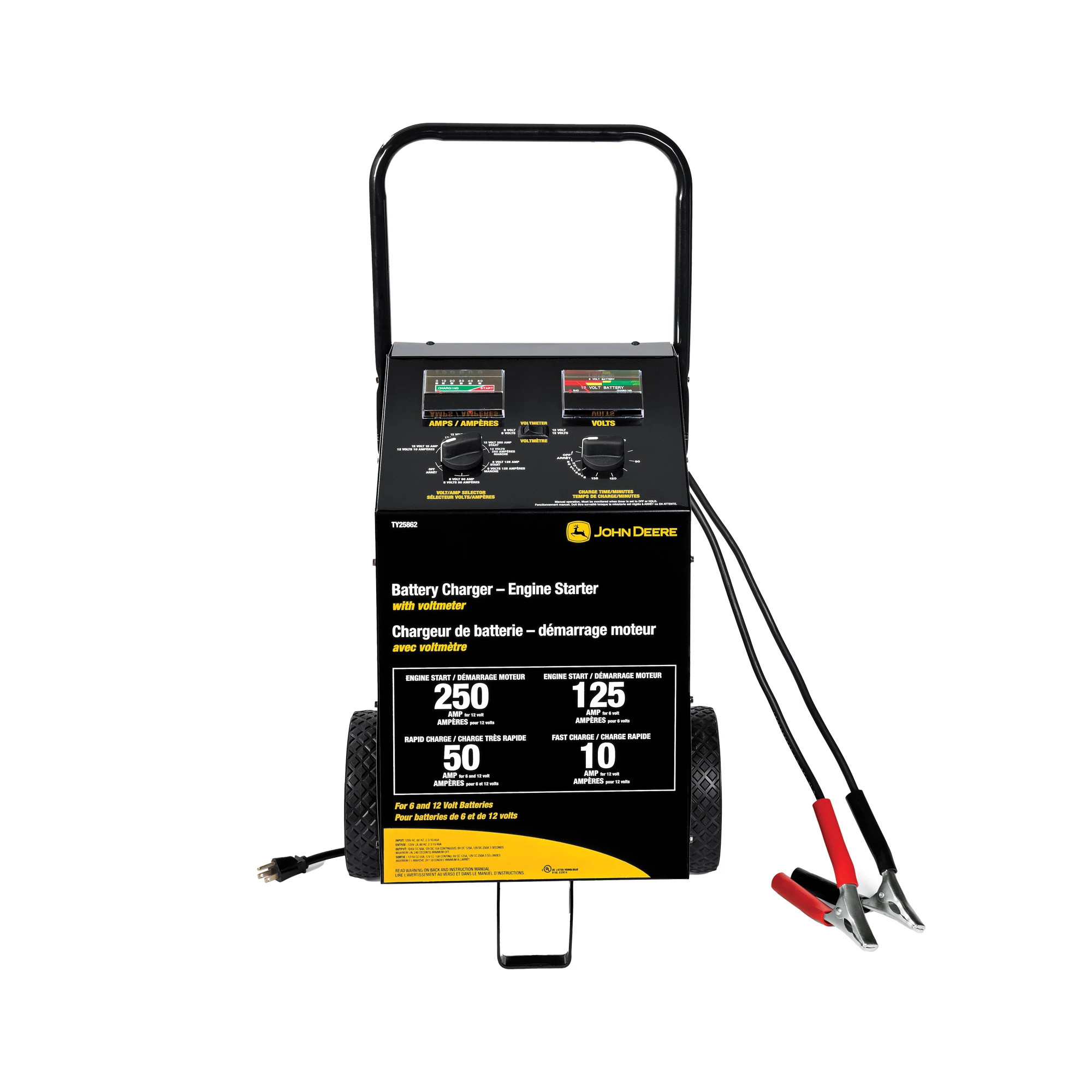 250/50/10 Amp manual wheel charger with tester