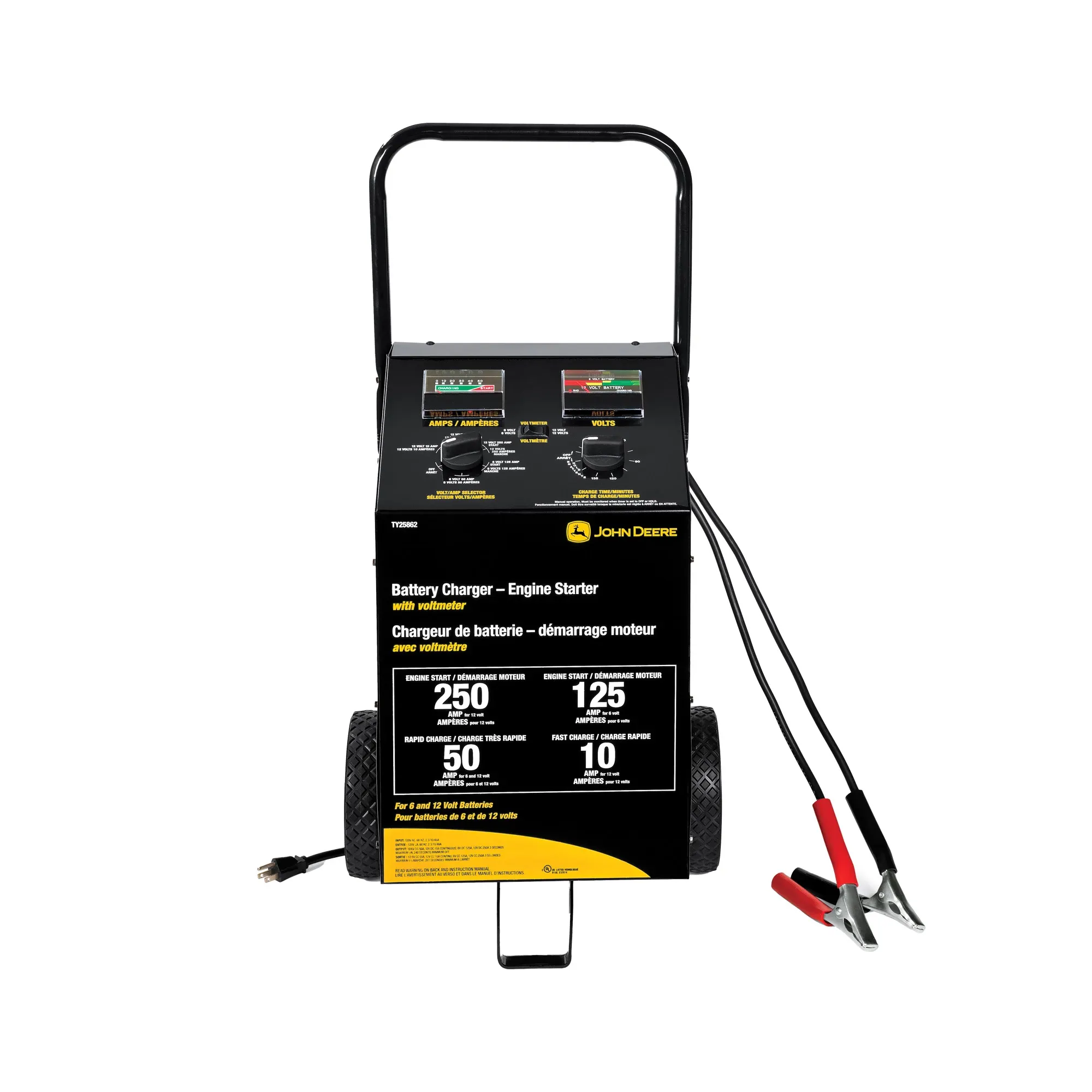 250/50/10 Amp manual wheel charger with tester