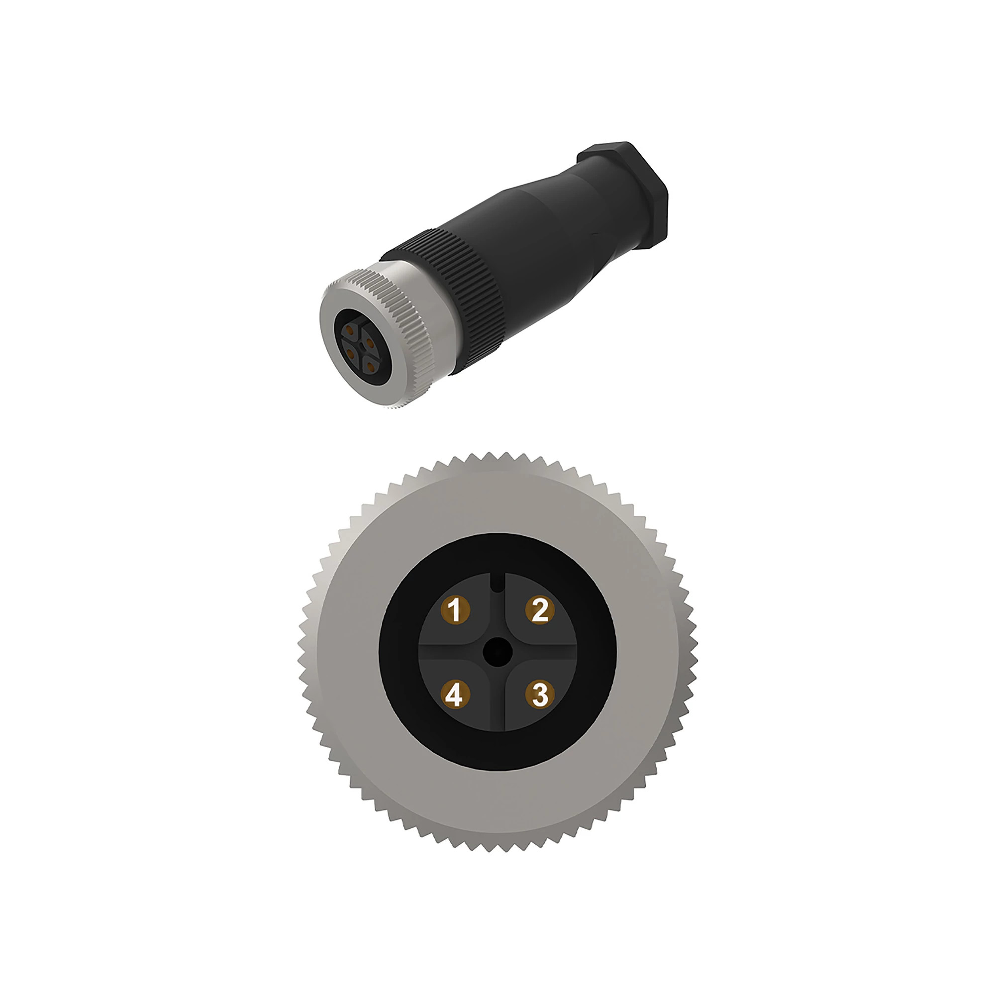 CONN TYCO M12 4W FS BLK PLSTC