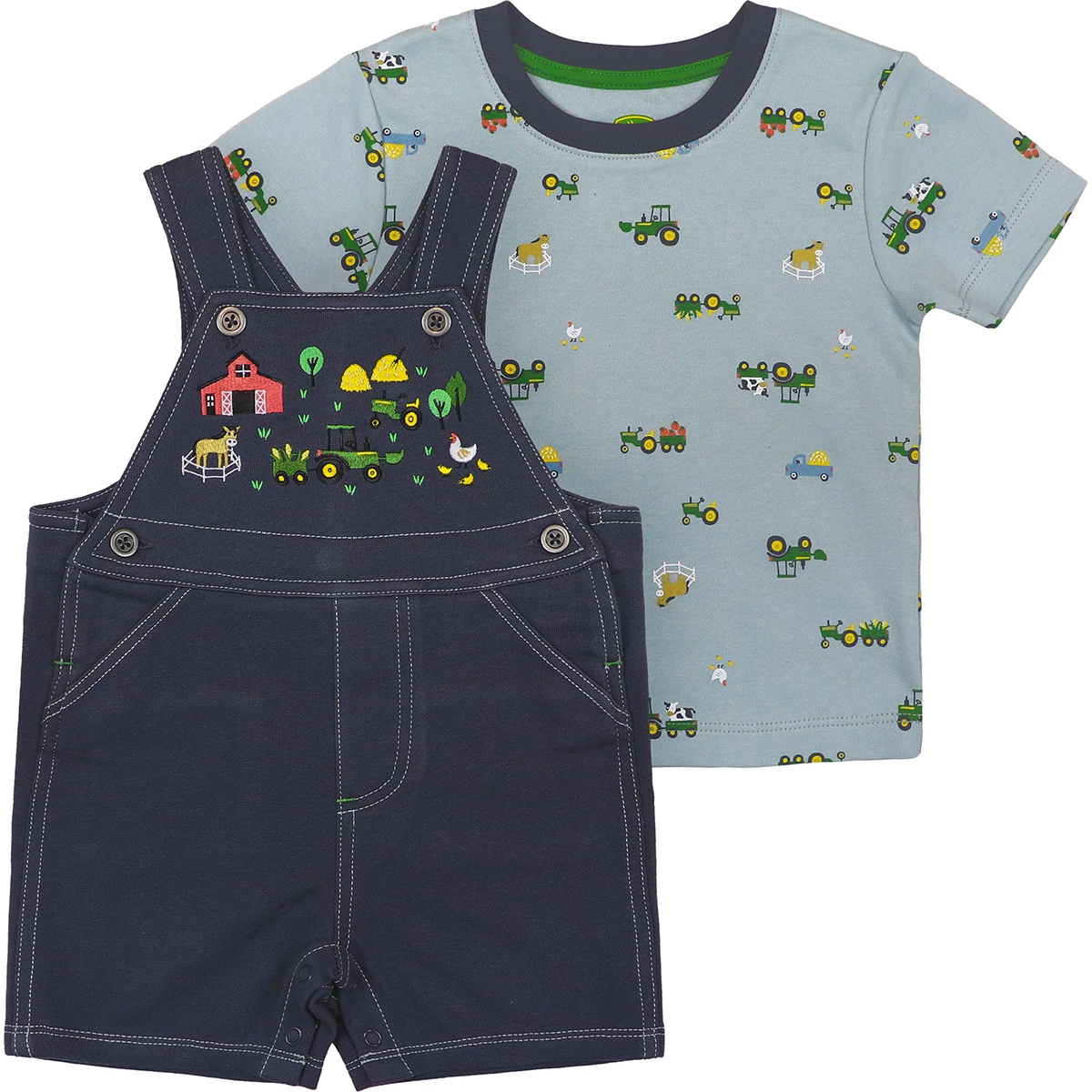 Infant Farmland Overall Shorts Set