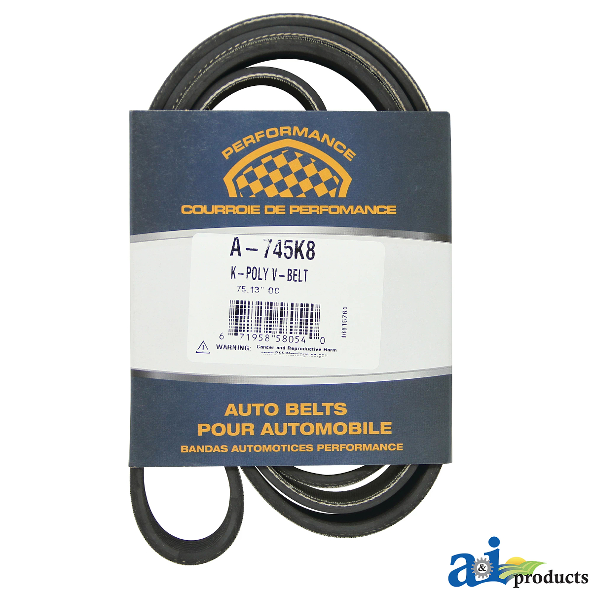 A&I Products V-Belt, Effective Length 1892 mm (74.5 inch) - A-745K8
