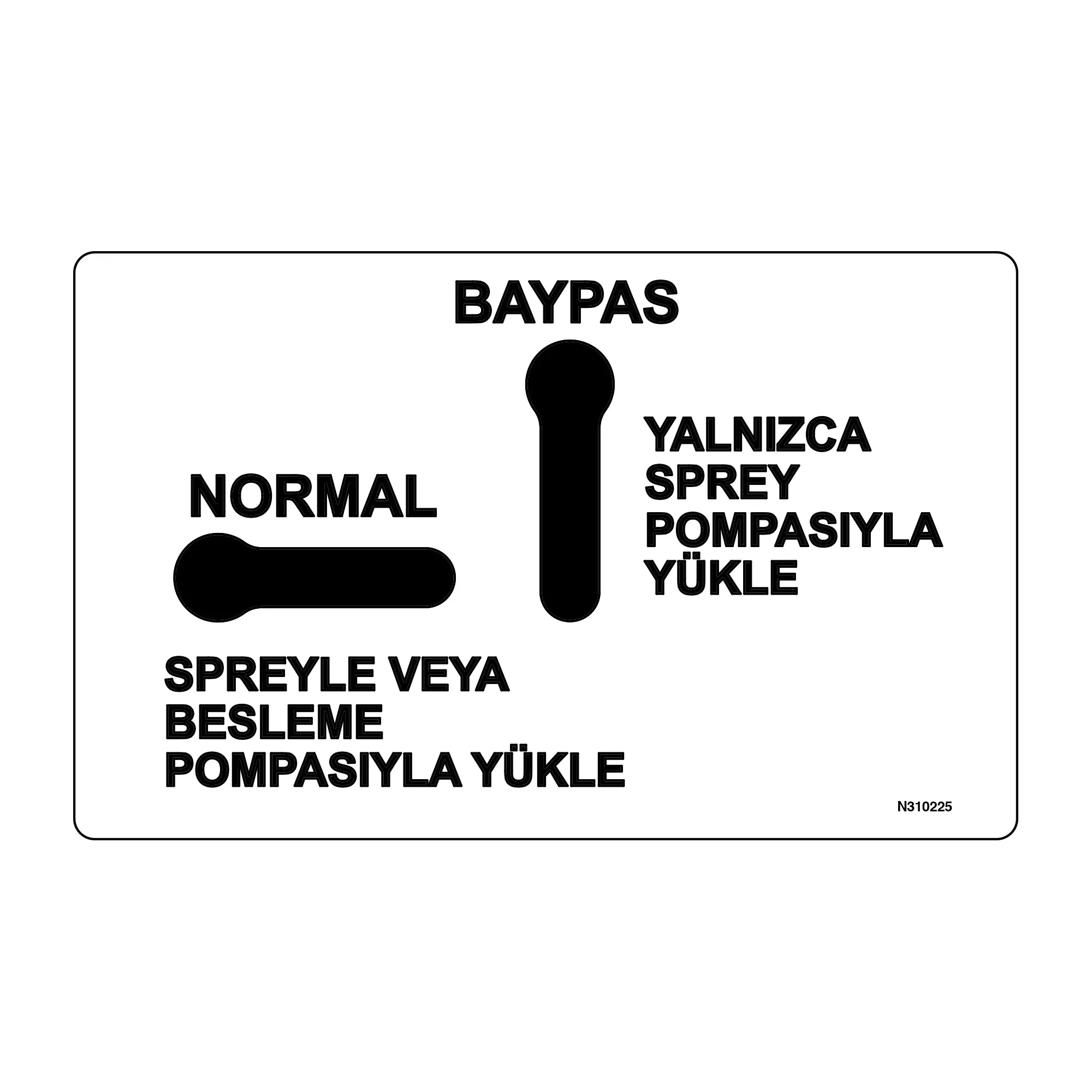 John Deere Bypass Control Valve Label, Turkish - N310225