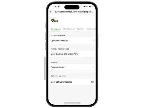 Resources tab on Equipment Mobile app