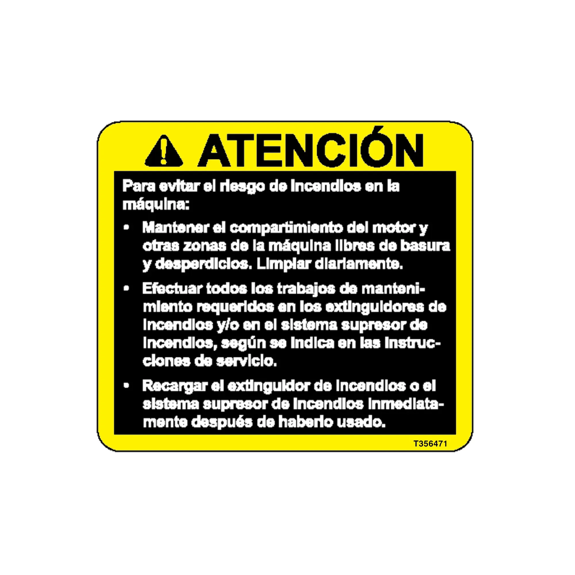John Deere Safety Sign, Fire Prevention - T356471