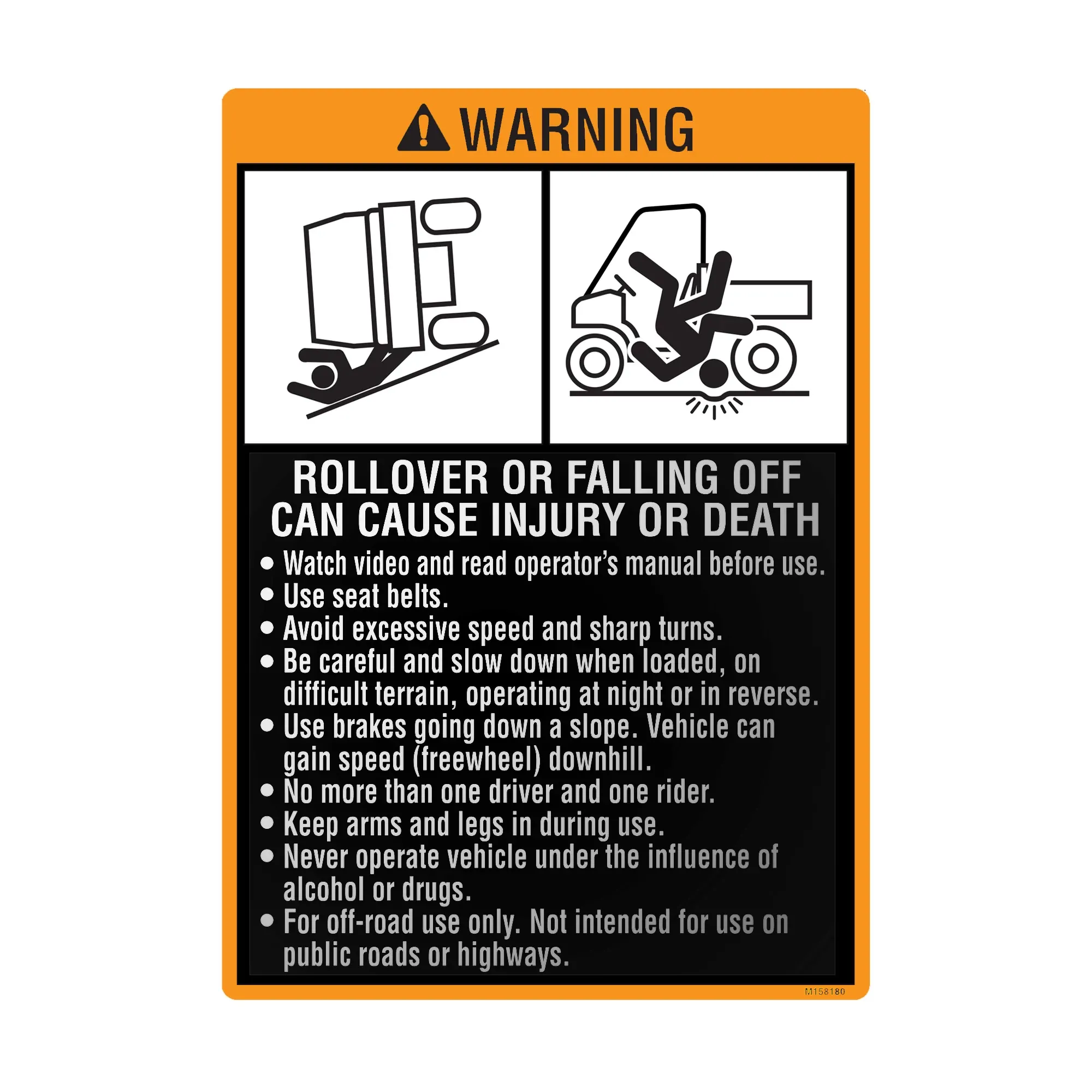 John Deere Warning Label - M158180
