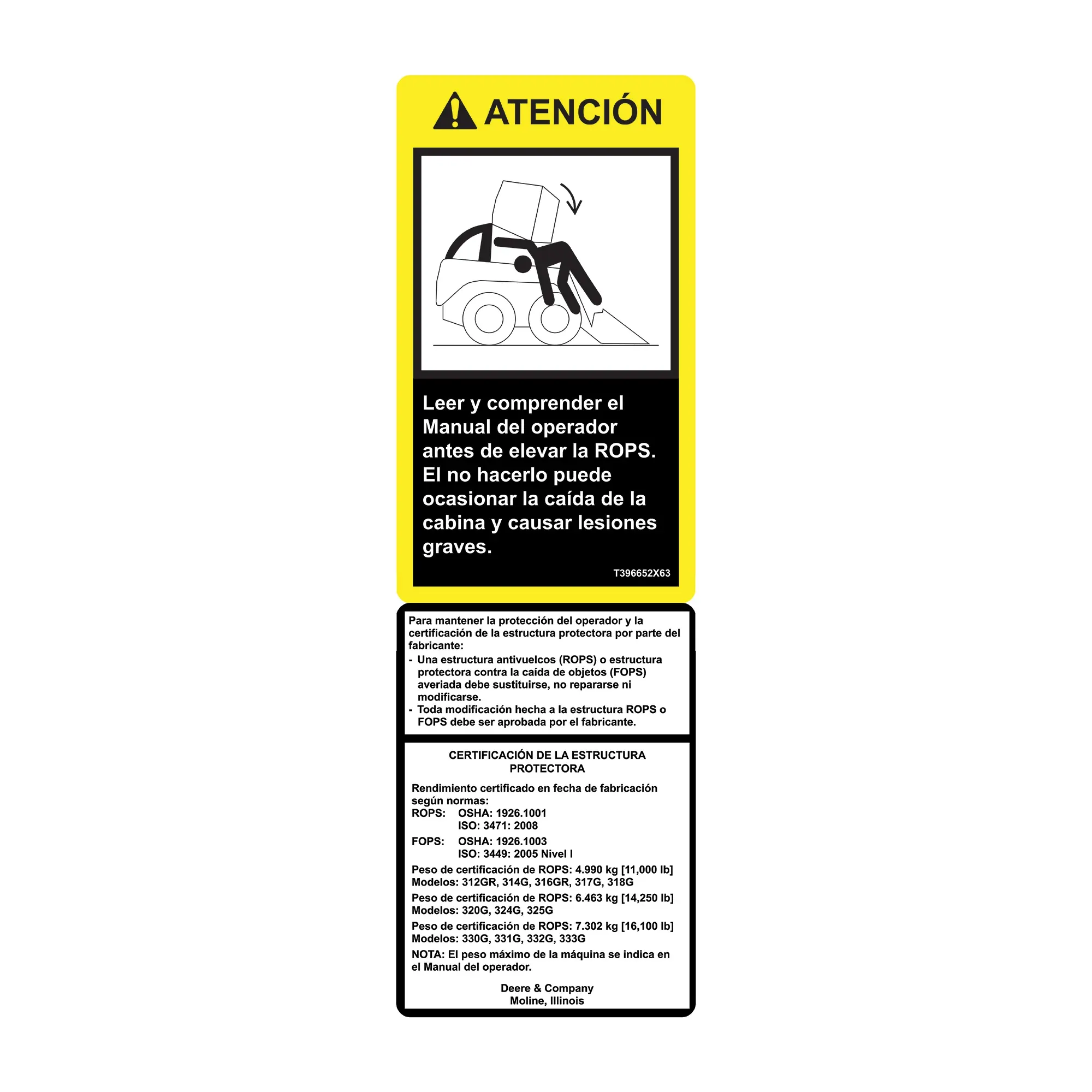 Label, ROPS Cert and Service