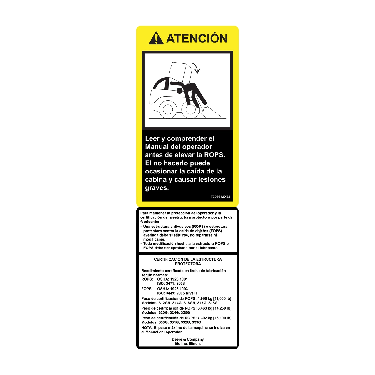 Label, ROPS Cert and Service