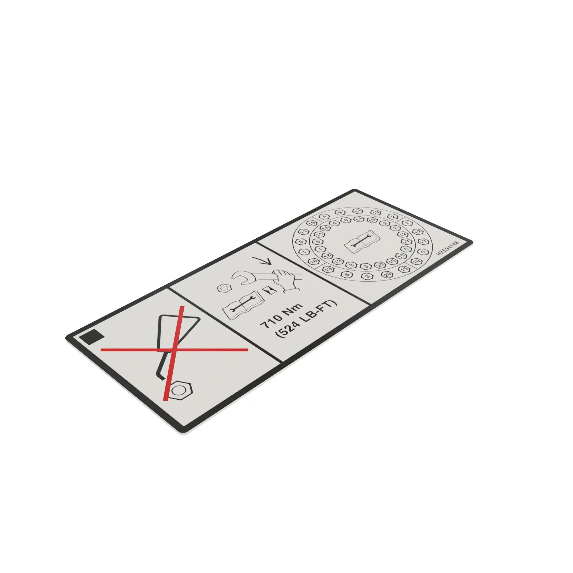 John Deere Wheel Bolt Torque Label - HXE94148