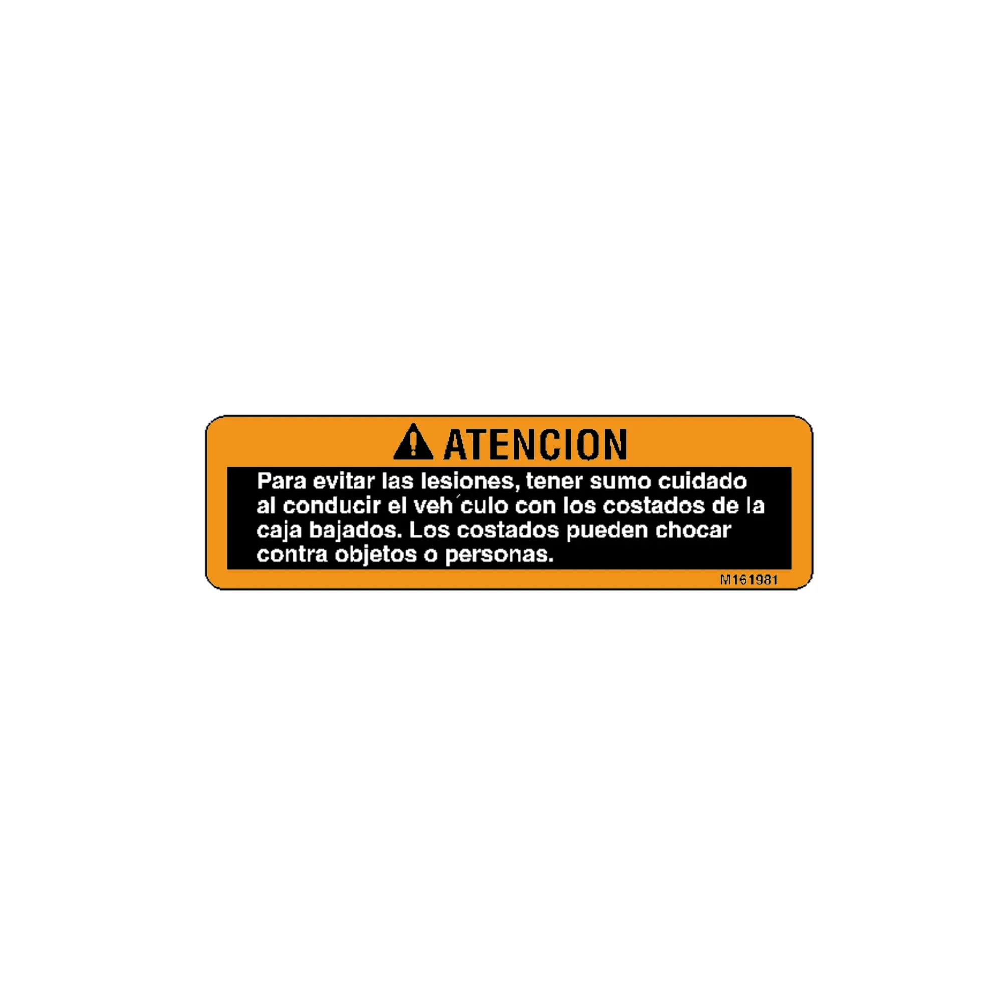 John Deere Fold Down Caution Decal, Spanish - M161981