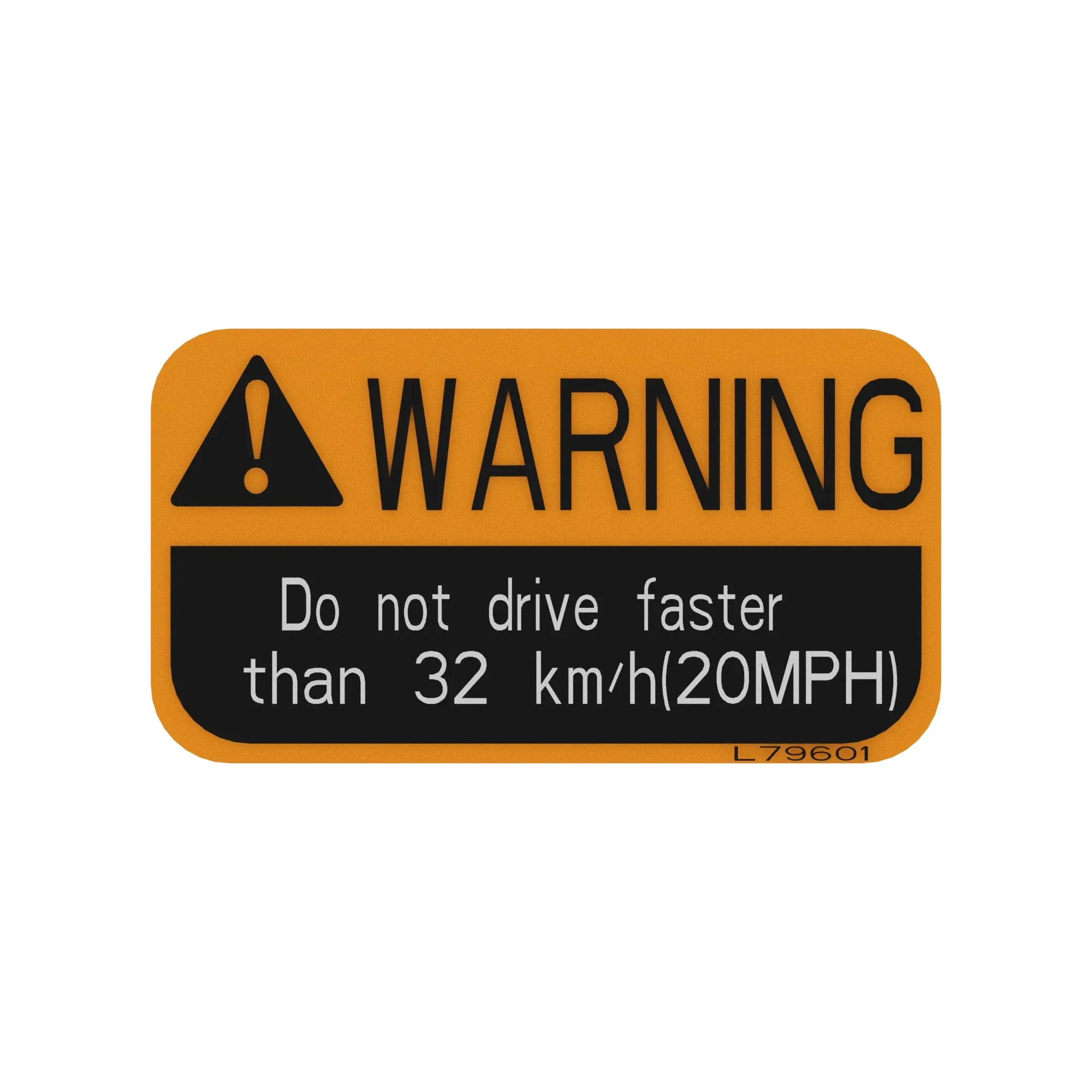 John Deere Safety Sign, 20 MPH Warning - L79601