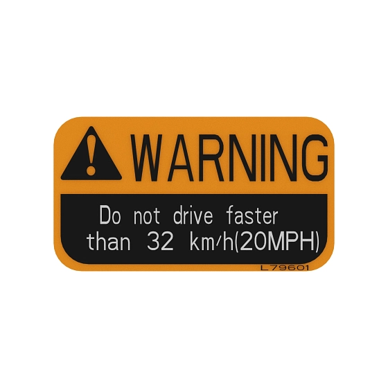 John Deere Safety Sign, 20 MPH Warning - L79601
