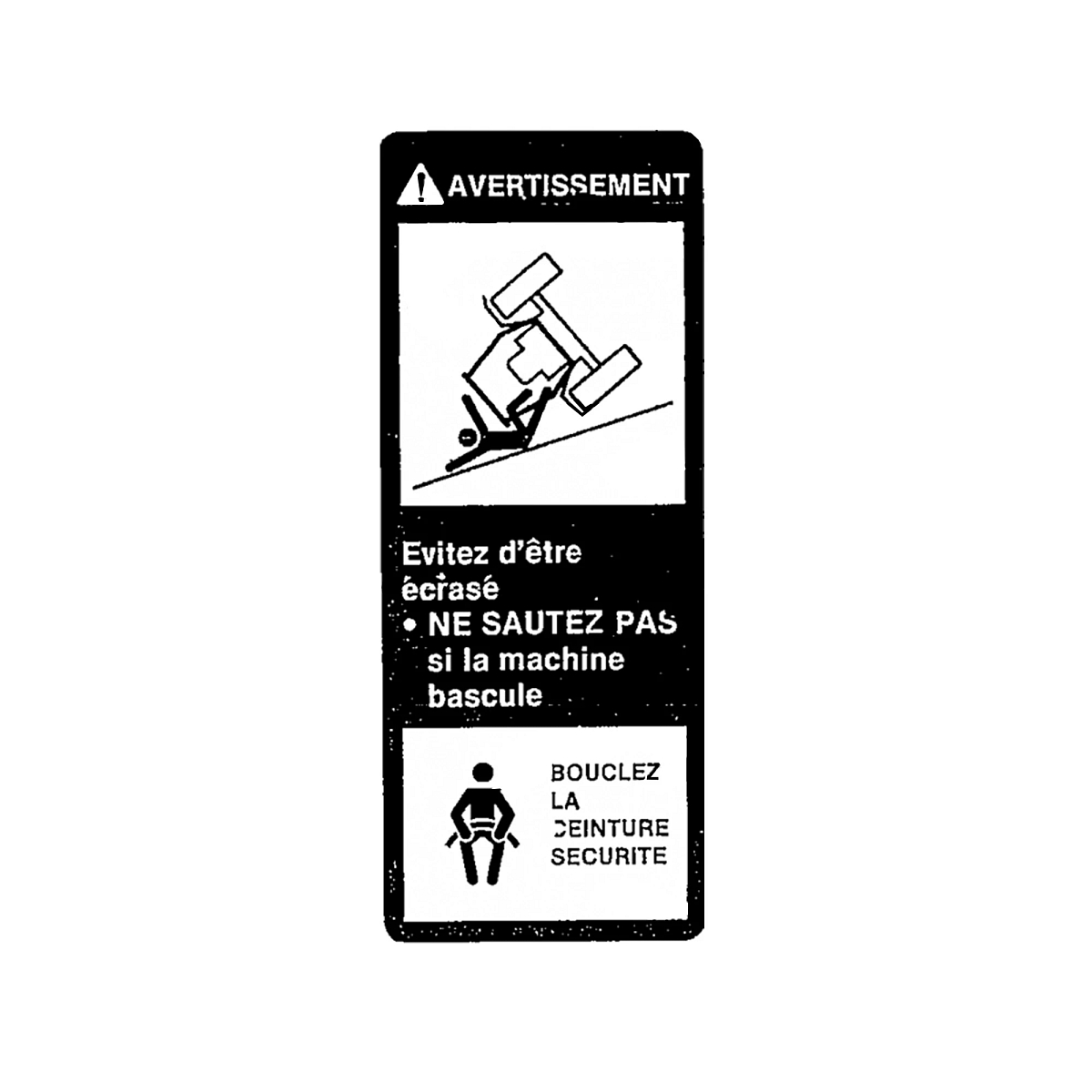 LABEL, WARNING SEAT BELT (FRENCH)