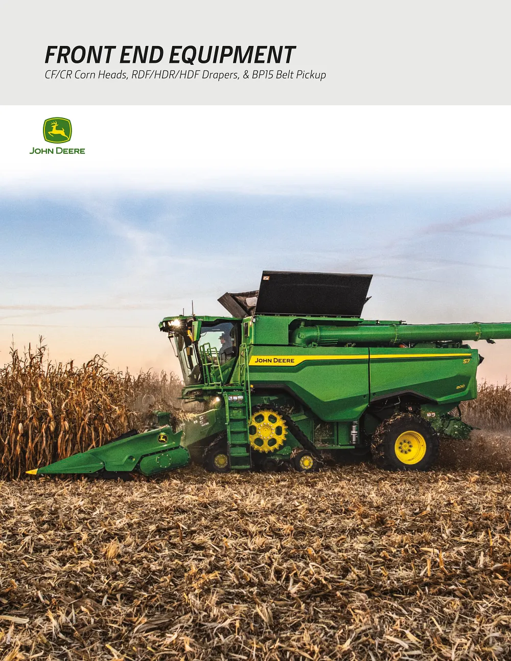 Corn heads, drapers, auger platforms, and belt pickup models Brochure cover