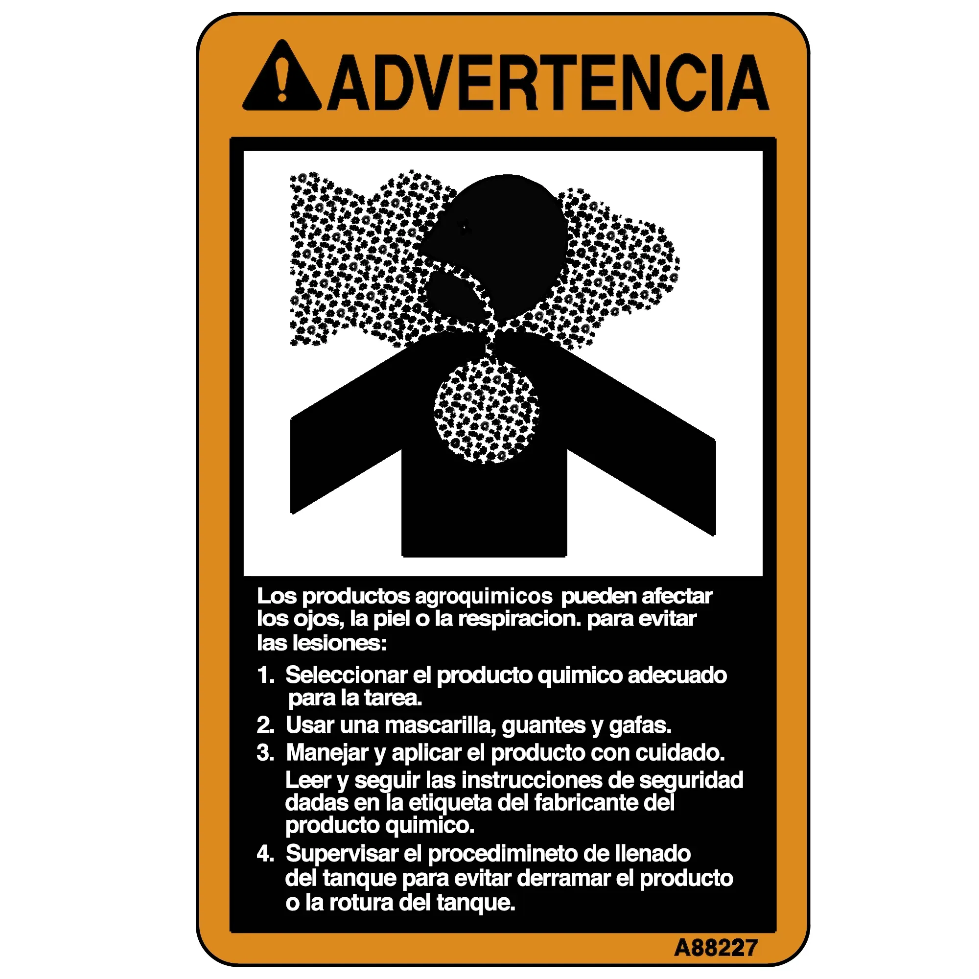 John Deere Safety Sign, Chemical Inhalation Warning - A88227