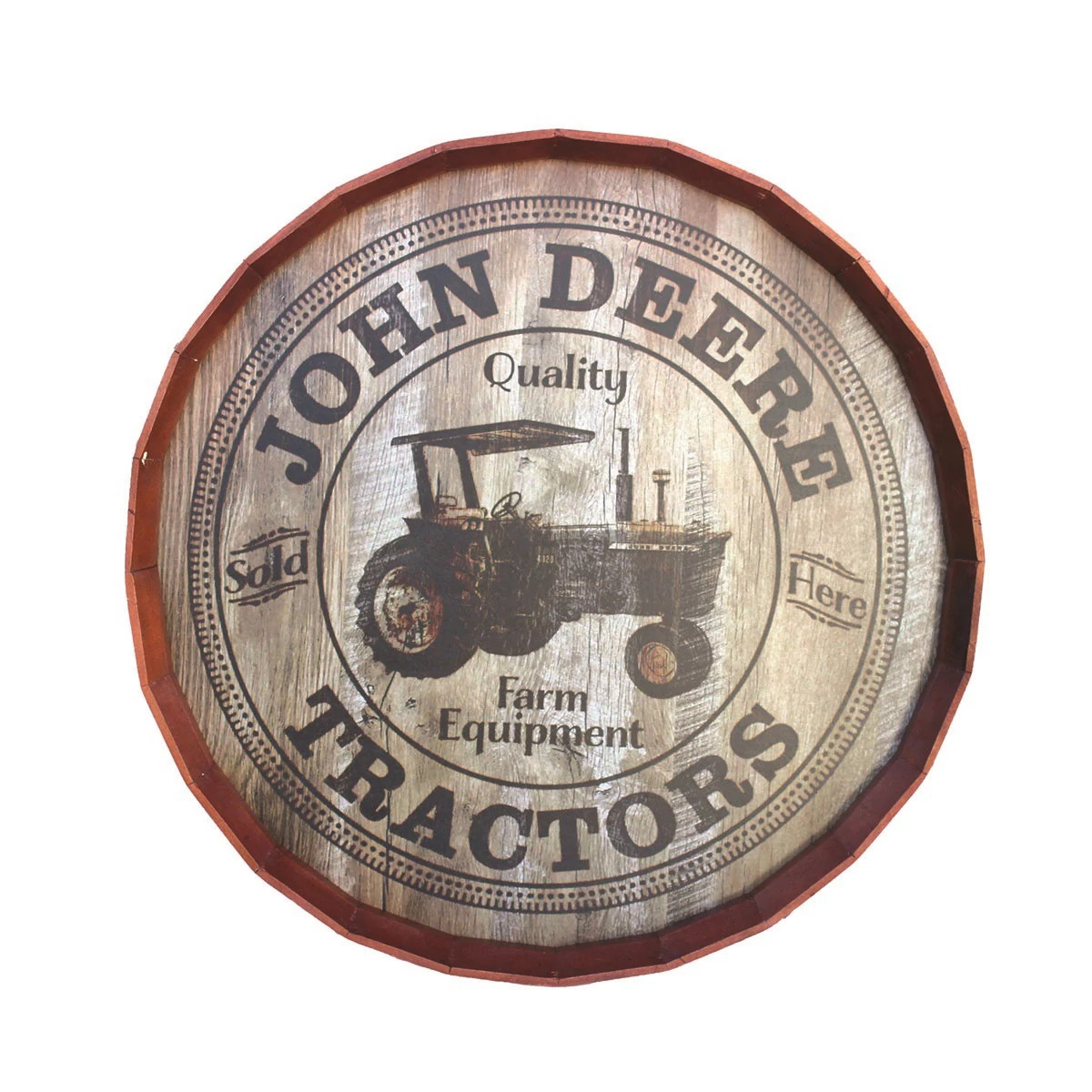 24-Inch Round Wooden Sign - Tractors