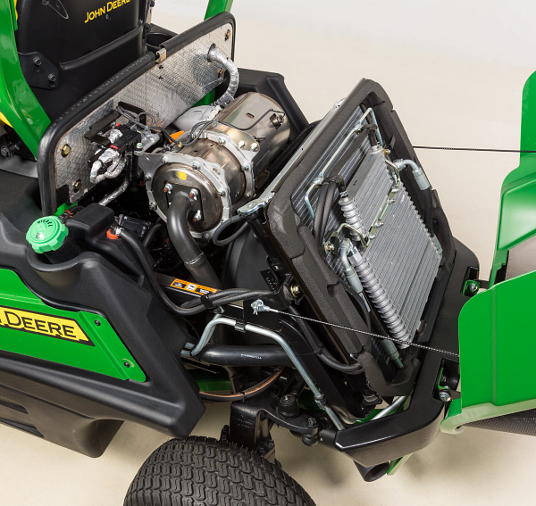 Studio view of a 1500 series TerrainCut™ Front Mower's diesel engine