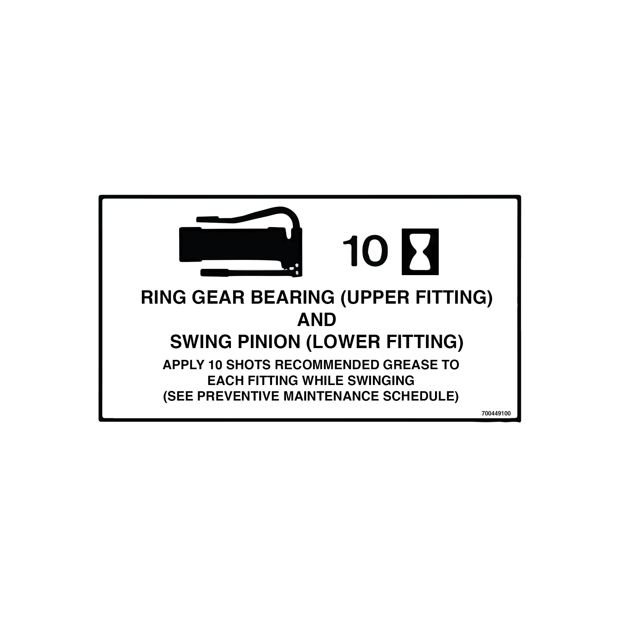 John Deere Bearing Grease Label - 700449100