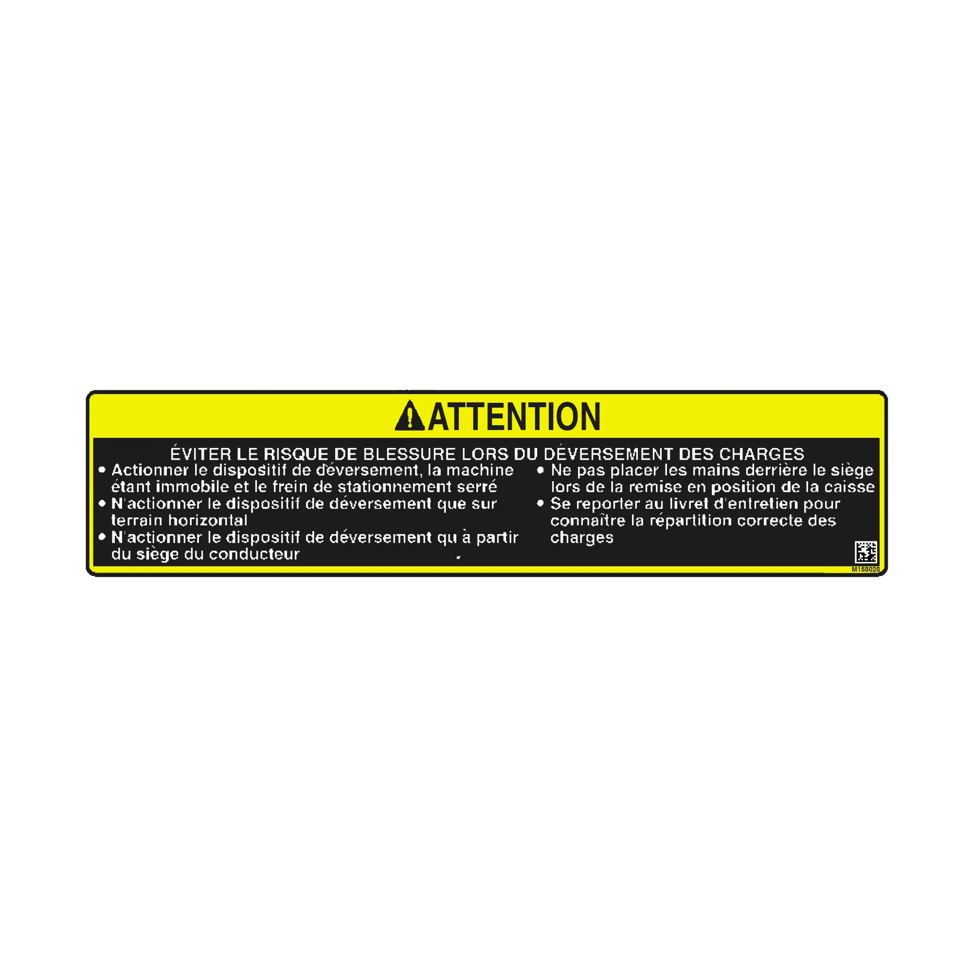 John Deere Safety Sign, Caution, French - M158028